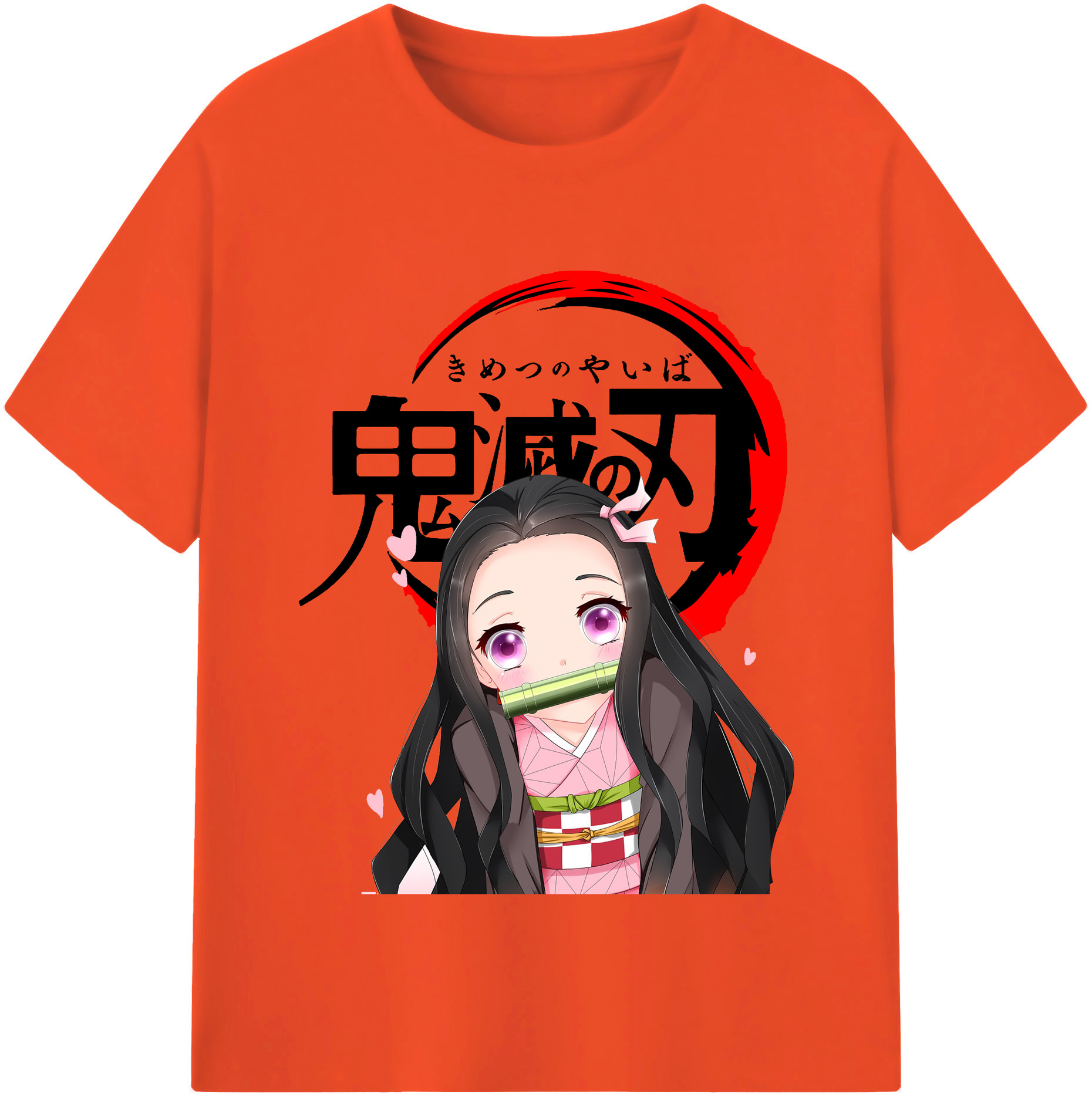 （画像用） 鬼滅の刃（きめつのやいば）竈門 禰󠄀豆子／かまど ねずこ Kamado Nezuko 綿100％半袖Tシャツ（フロントプリント）