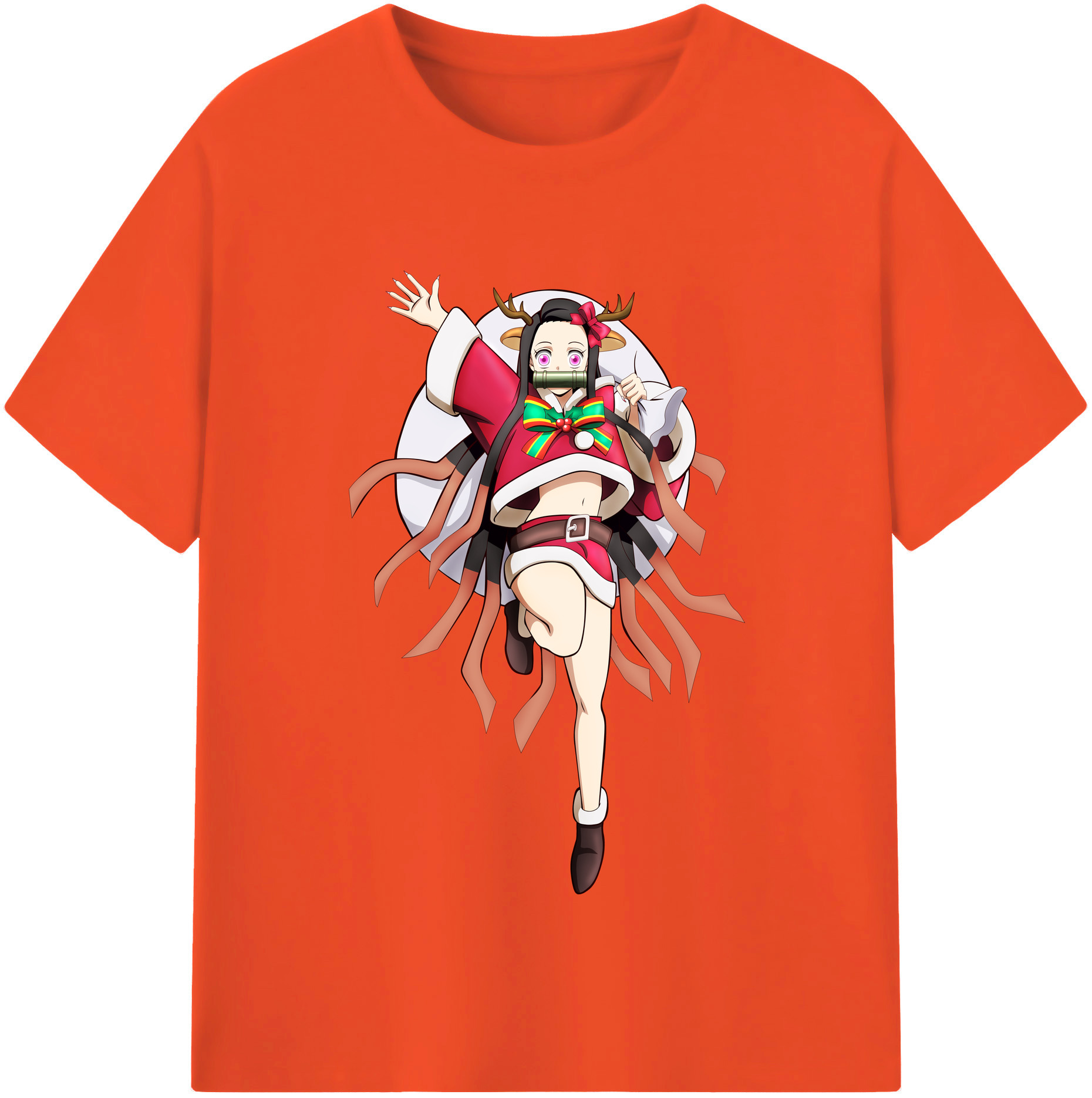 （画像用） 鬼滅の刃（きめつのやいば）竈門 禰󠄀豆子／かまど ねずこ Kamado Nezuko 綿100％半袖Tシャツ（フロントプリント）