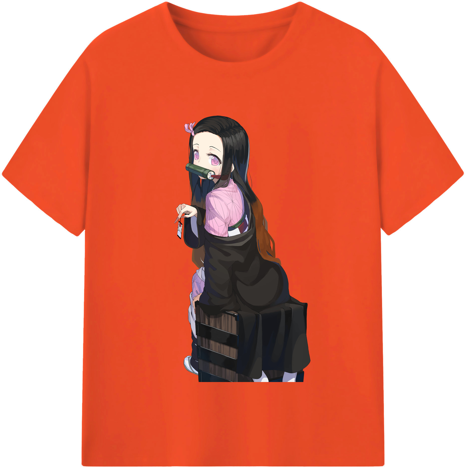 （画像用） 鬼滅の刃（きめつのやいば）竈門 禰󠄀豆子／かまど ねずこ Kamado Nezuko 綿100％半袖Tシャツ（フロントプリント）