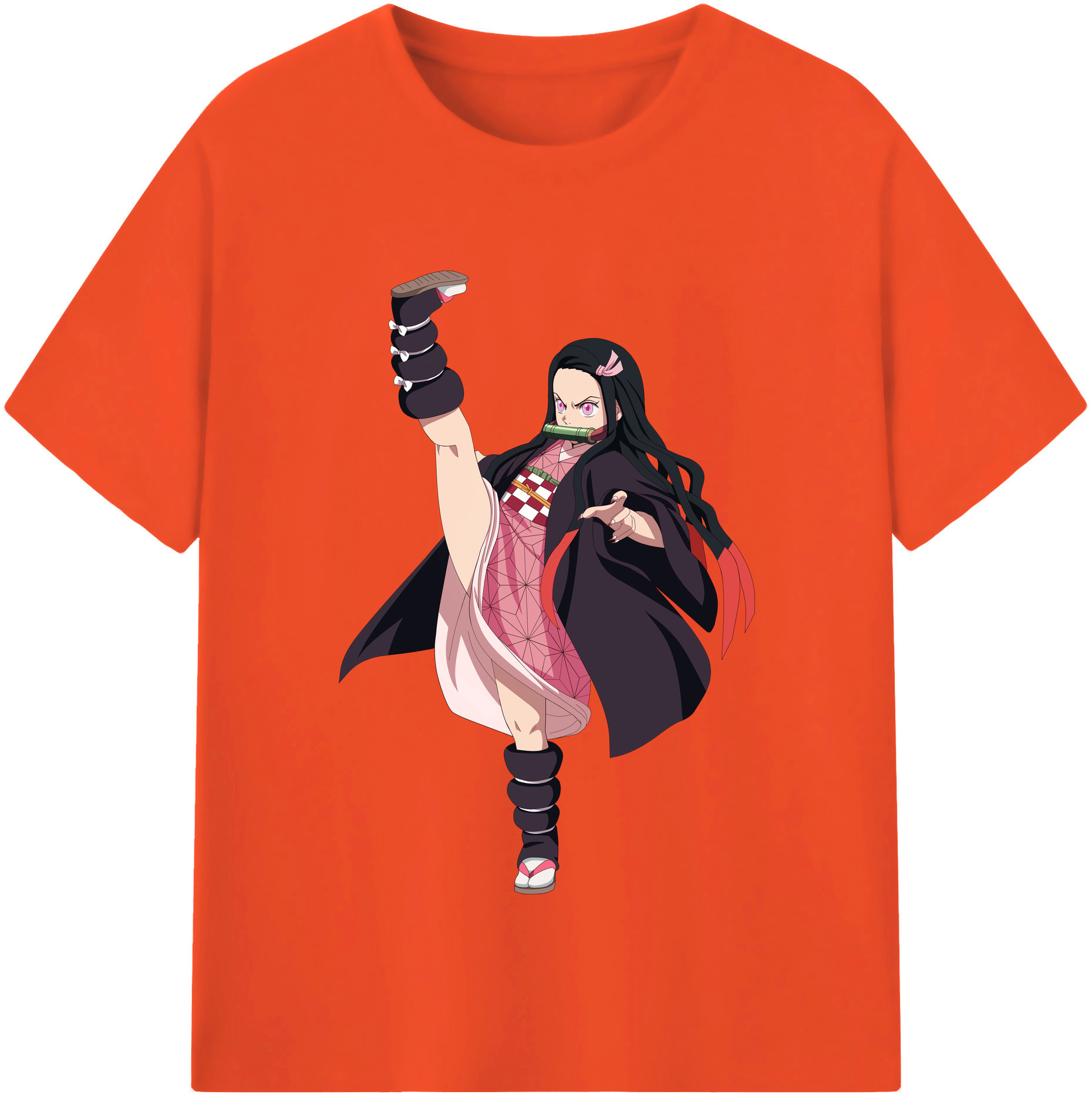 （画像用） 鬼滅の刃（きめつのやいば）竈門 禰󠄀豆子／かまど ねずこ Kamado Nezuko 綿100％半袖Tシャツ（フロントプリント）