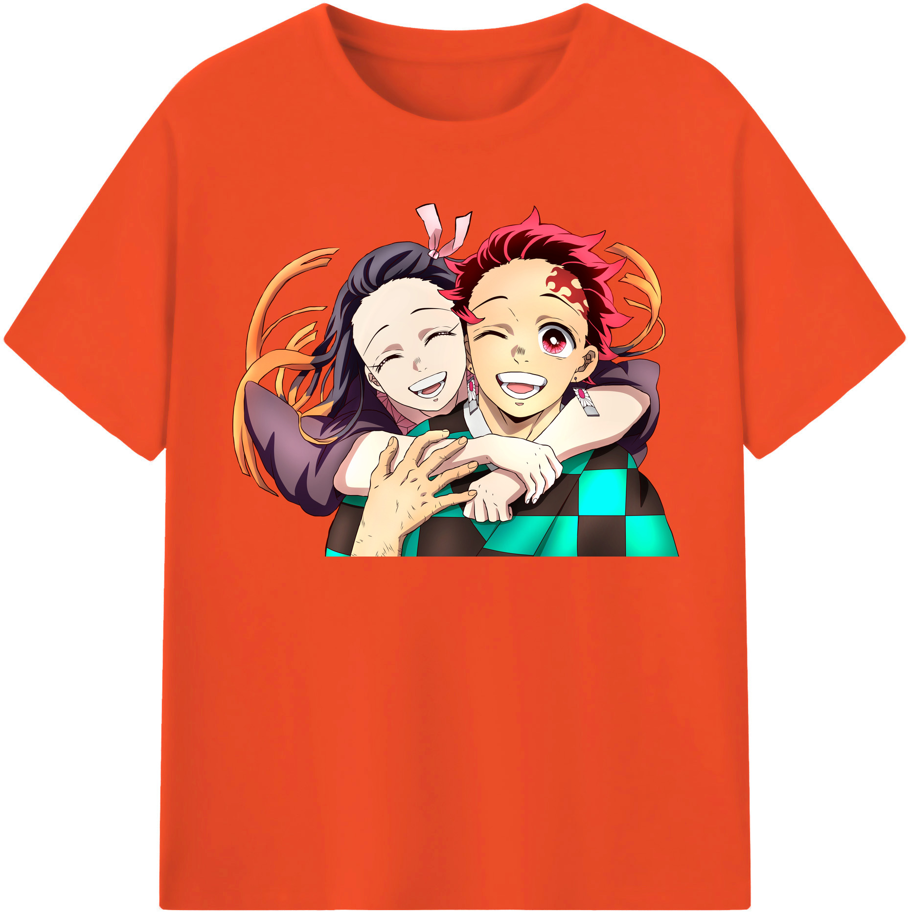 （画像用） 鬼滅の刃（きめつのやいば）竈門 禰󠄀豆子／かまど ねずこ Kamado Nezuko 綿100％半袖Tシャツ（フロントプリント）