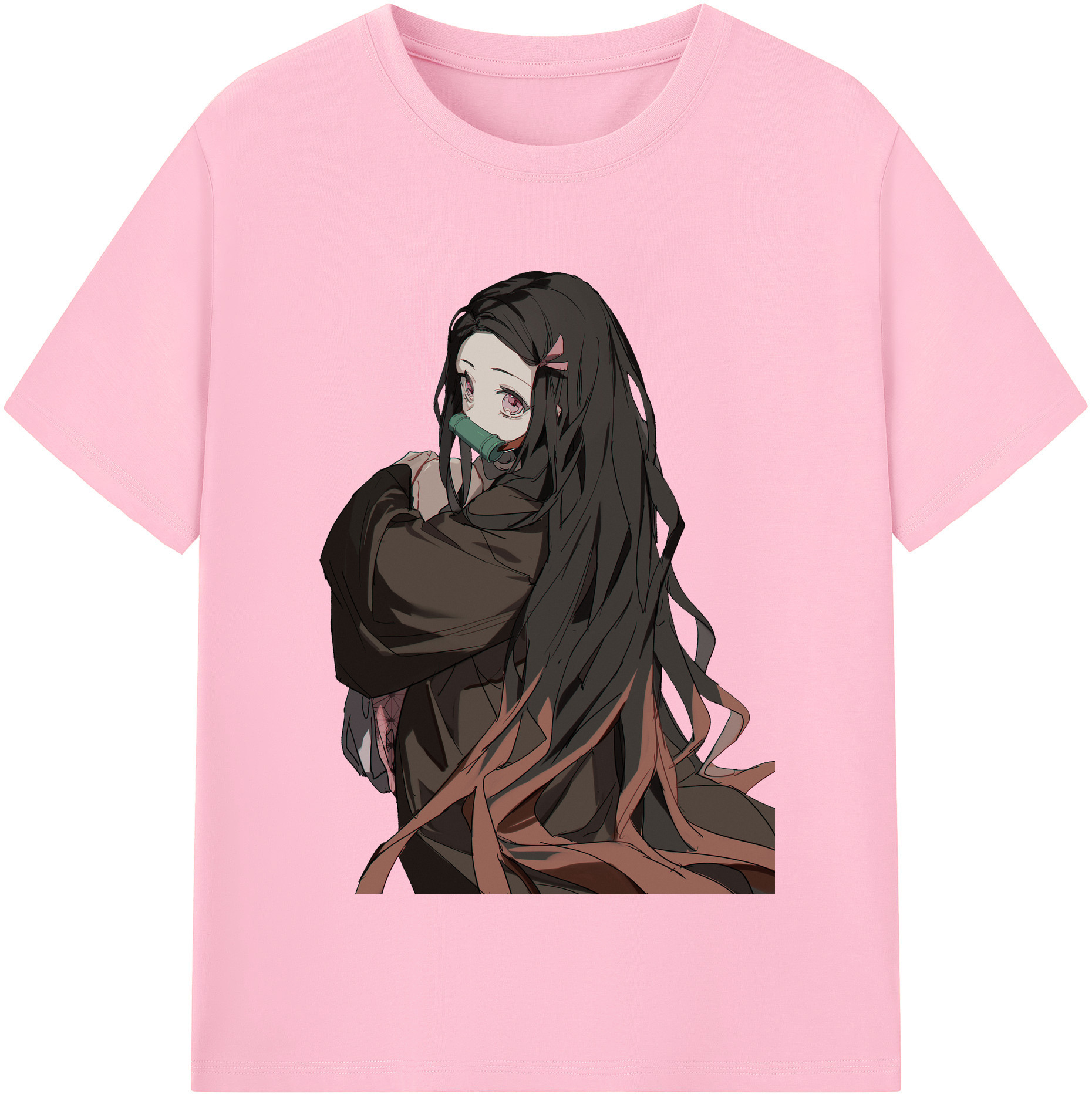 （画像用） 鬼滅の刃（きめつのやいば）竈門 禰󠄀豆子／かまど ねずこ Kamado Nezuko 綿100％半袖Tシャツ（フロントプリント）