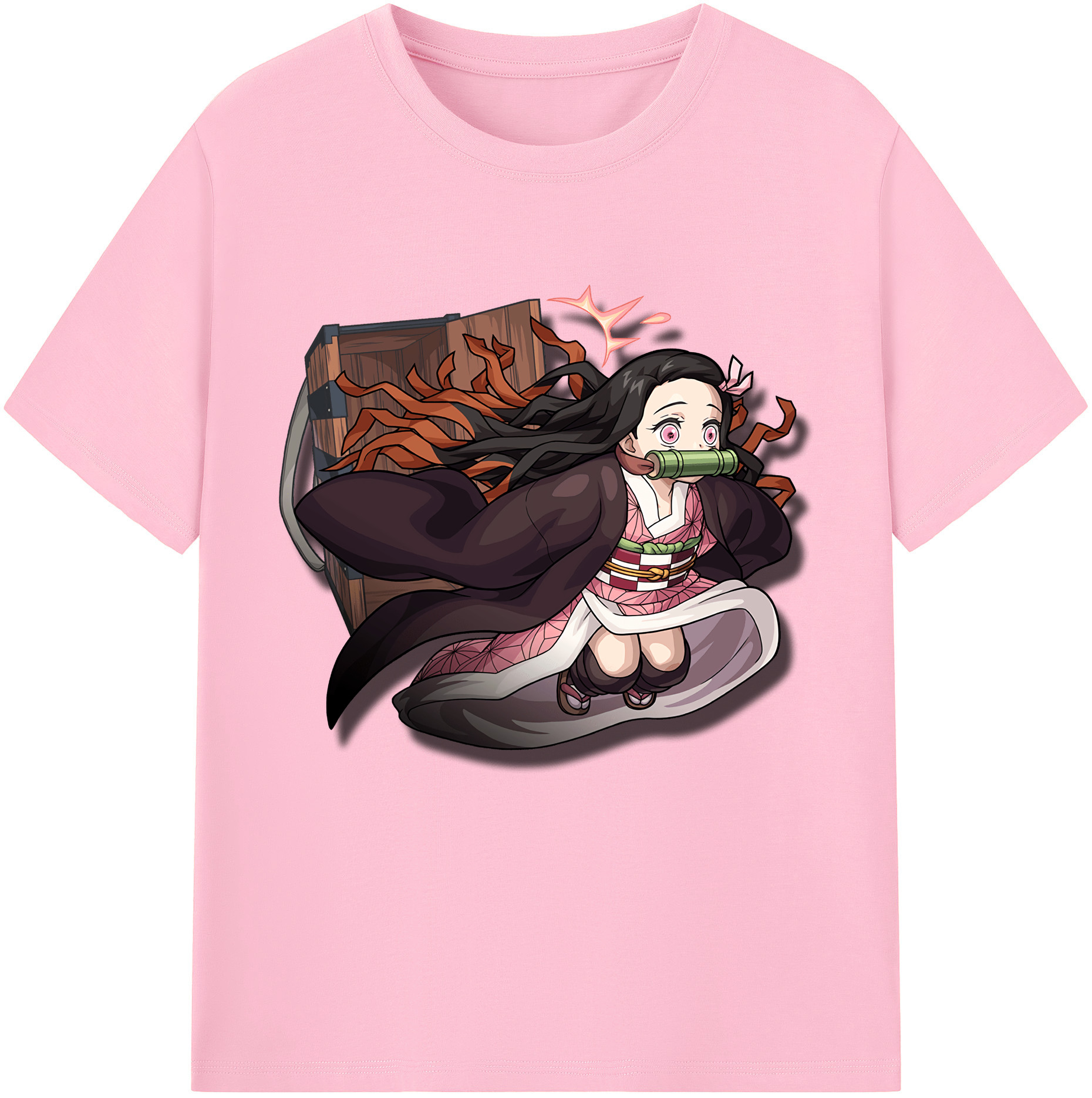 （画像用） 鬼滅の刃（きめつのやいば）竈門 禰󠄀豆子／かまど ねずこ Kamado Nezuko 綿100％半袖Tシャツ（フロントプリント）