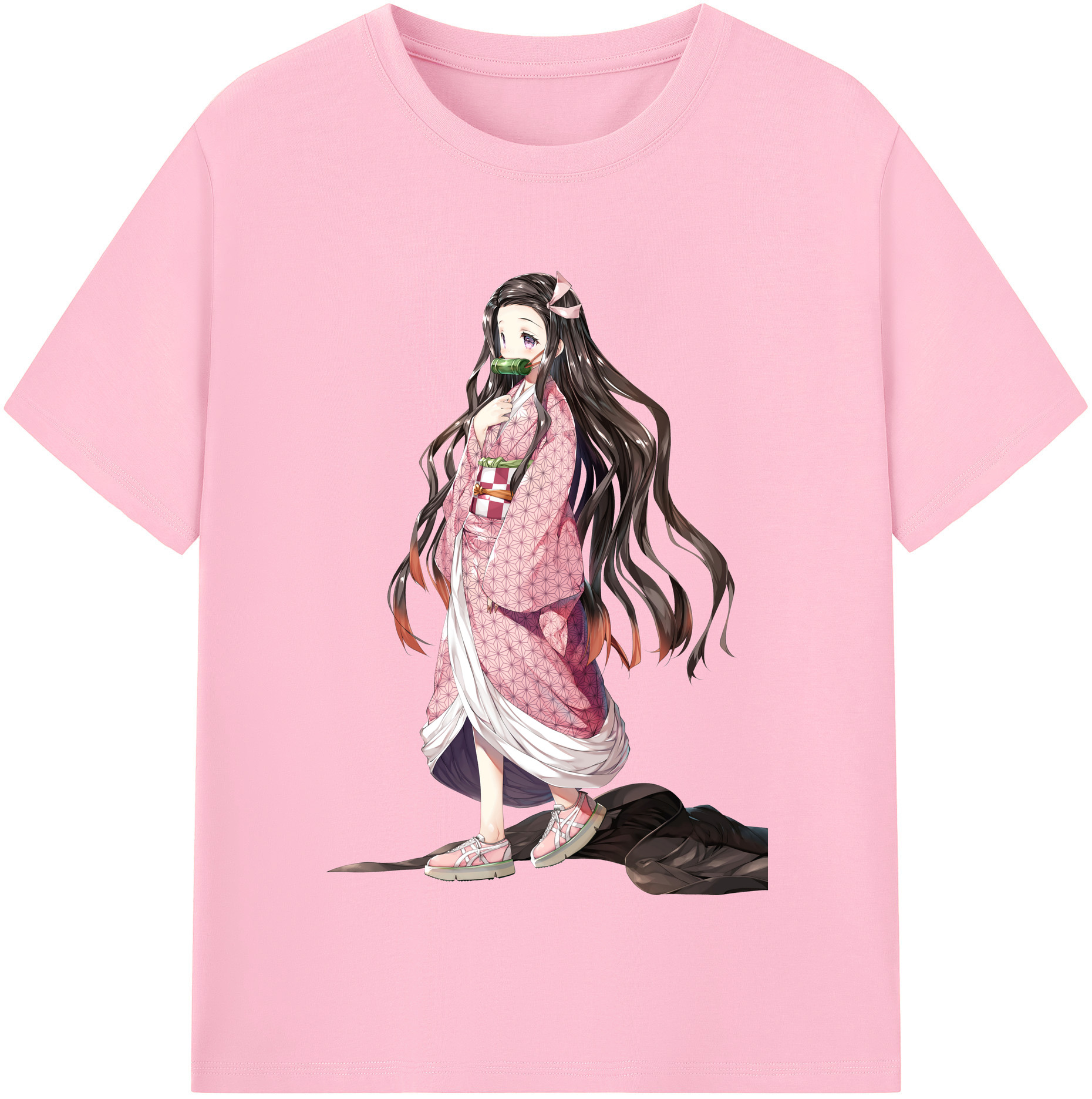 （画像用） 鬼滅の刃（きめつのやいば）竈門 禰󠄀豆子／かまど ねずこ Kamado Nezuko 綿100％半袖Tシャツ（フロントプリント）