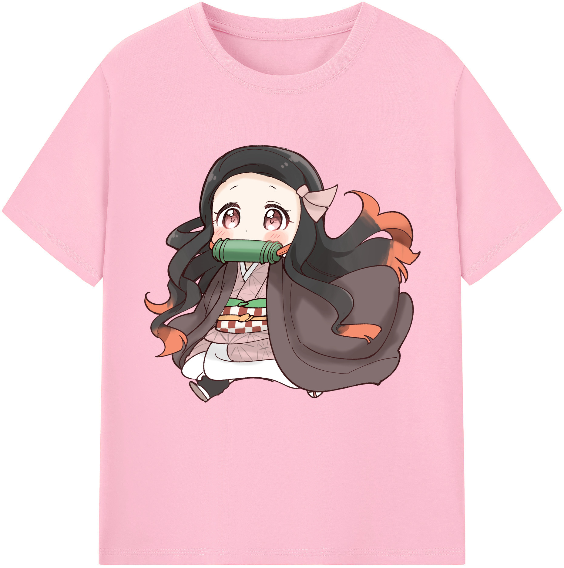 （画像用） 鬼滅の刃（きめつのやいば）竈門 禰󠄀豆子／かまど ねずこ Kamado Nezuko 綿100％半袖Tシャツ（フロントプリント）