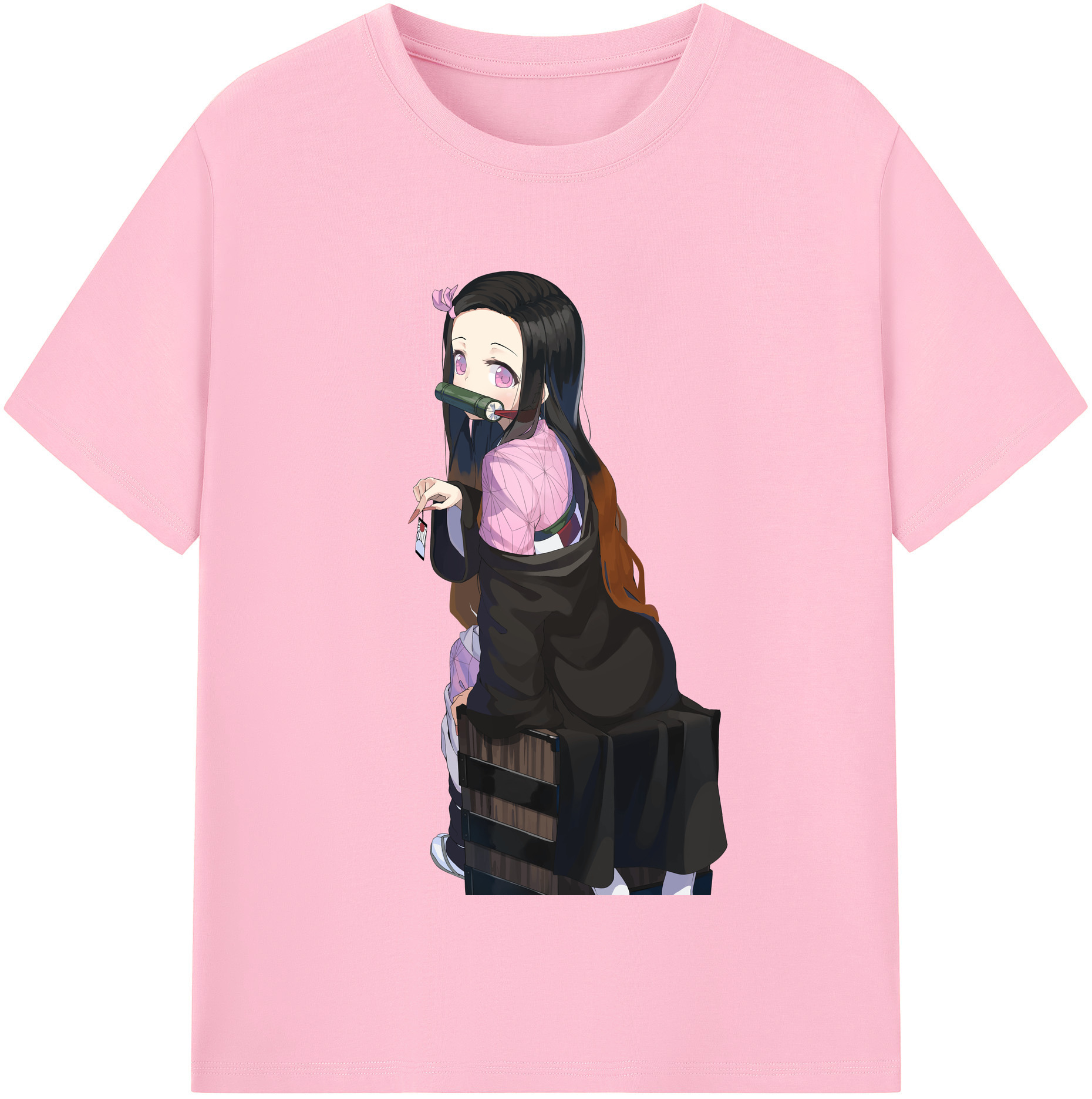 （画像用） 鬼滅の刃（きめつのやいば）竈門 禰󠄀豆子／かまど ねずこ Kamado Nezuko 綿100％半袖Tシャツ（フロントプリント）