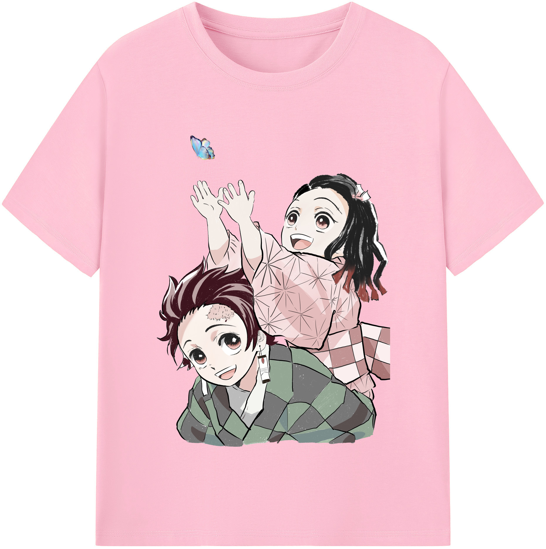 （画像用） 鬼滅の刃（きめつのやいば）竈門 禰󠄀豆子／かまど ねずこ Kamado Nezuko 綿100％半袖Tシャツ（フロントプリント）