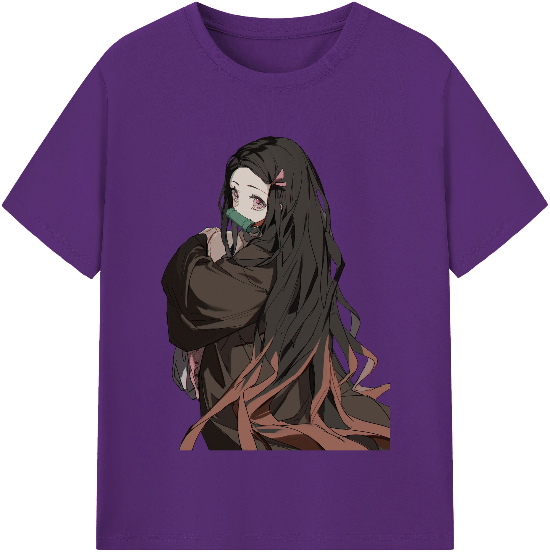 （画像用） 鬼滅の刃（きめつのやいば）竈門 禰󠄀豆子／かまど ねずこ Kamado Nezuko 綿100％半袖Tシャツ（フロントプリント）