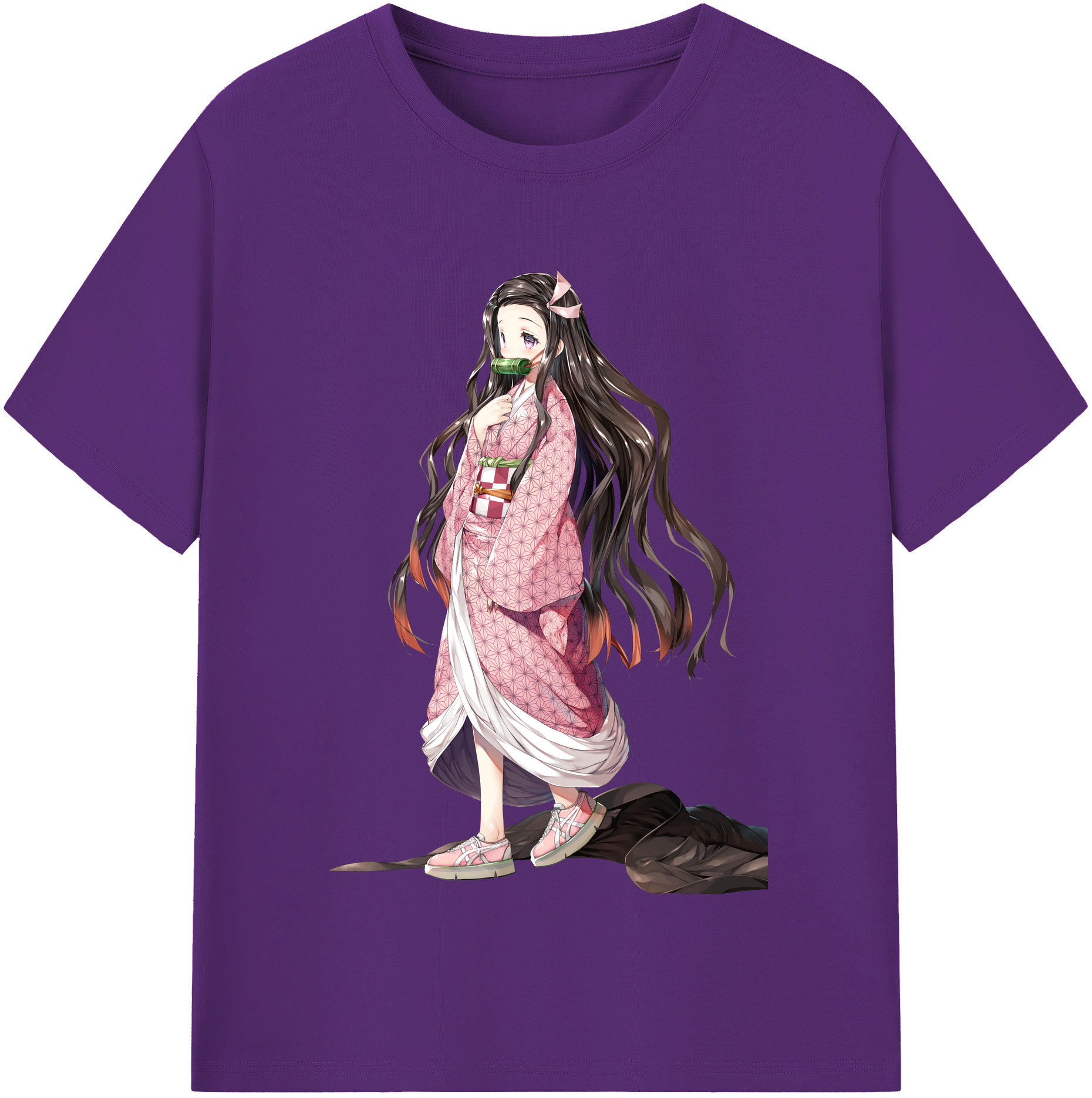 （画像用） 鬼滅の刃（きめつのやいば）竈門 禰󠄀豆子／かまど ねずこ Kamado Nezuko 綿100％半袖Tシャツ（フロントプリント）