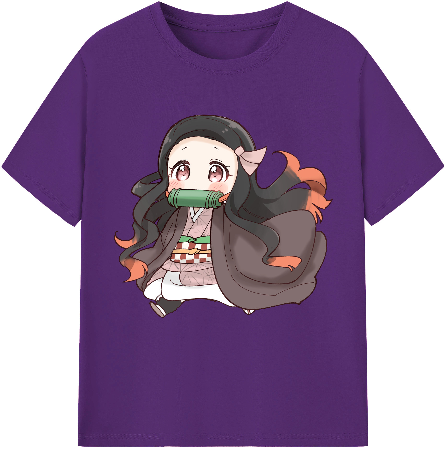 （画像用） 鬼滅の刃（きめつのやいば）竈門 禰󠄀豆子／かまど ねずこ Kamado Nezuko 綿100％半袖Tシャツ（フロントプリント）