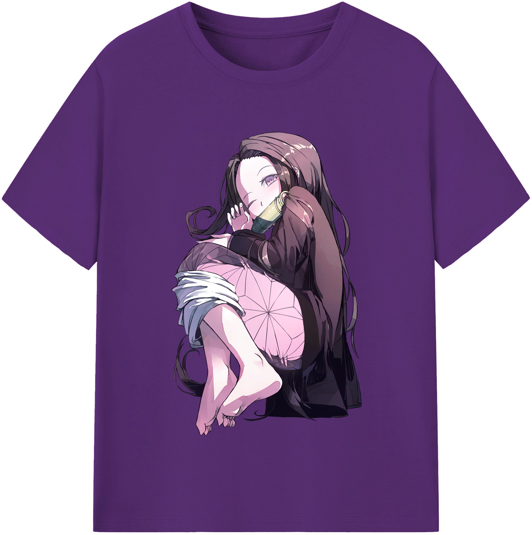 （画像用） 鬼滅の刃（きめつのやいば）竈門 禰󠄀豆子／かまど ねずこ Kamado Nezuko 綿100％半袖Tシャツ（フロントプリント）