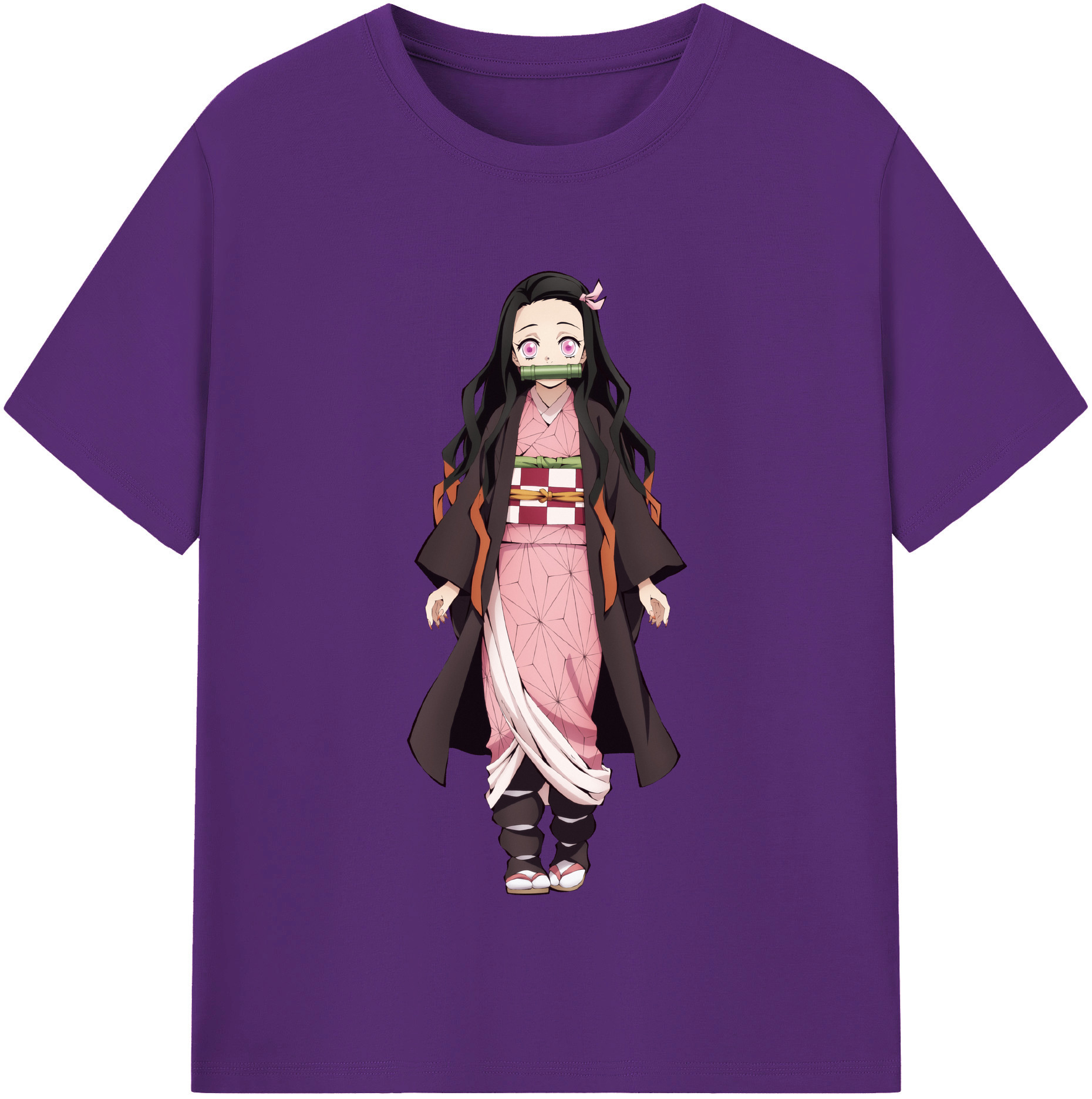 （画像用） 鬼滅の刃（きめつのやいば）竈門 禰󠄀豆子／かまど ねずこ Kamado Nezuko 綿100％半袖Tシャツ（フロントプリント）