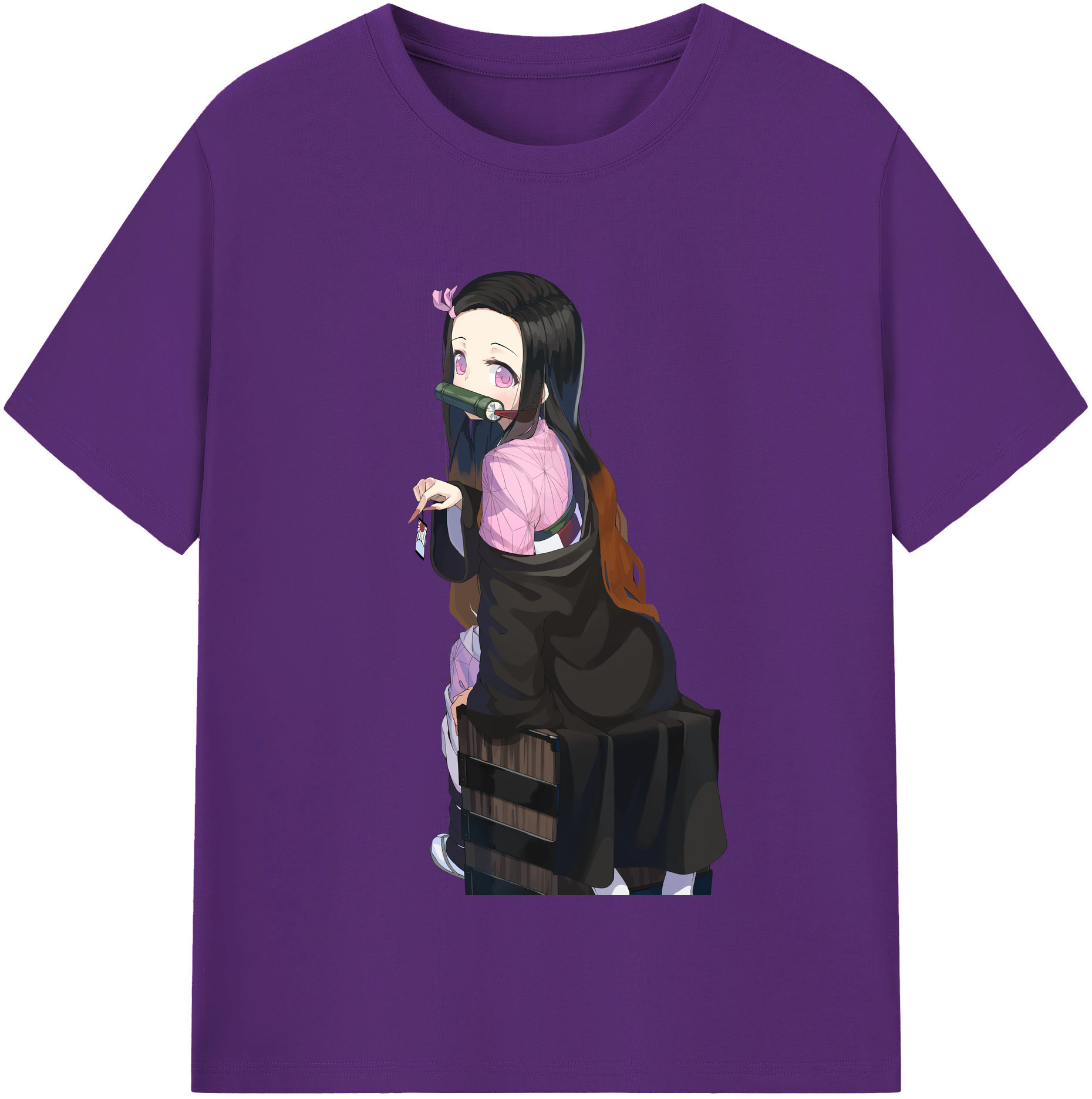 （画像用） 鬼滅の刃（きめつのやいば）竈門 禰󠄀豆子／かまど ねずこ Kamado Nezuko 綿100％半袖Tシャツ（フロントプリント）