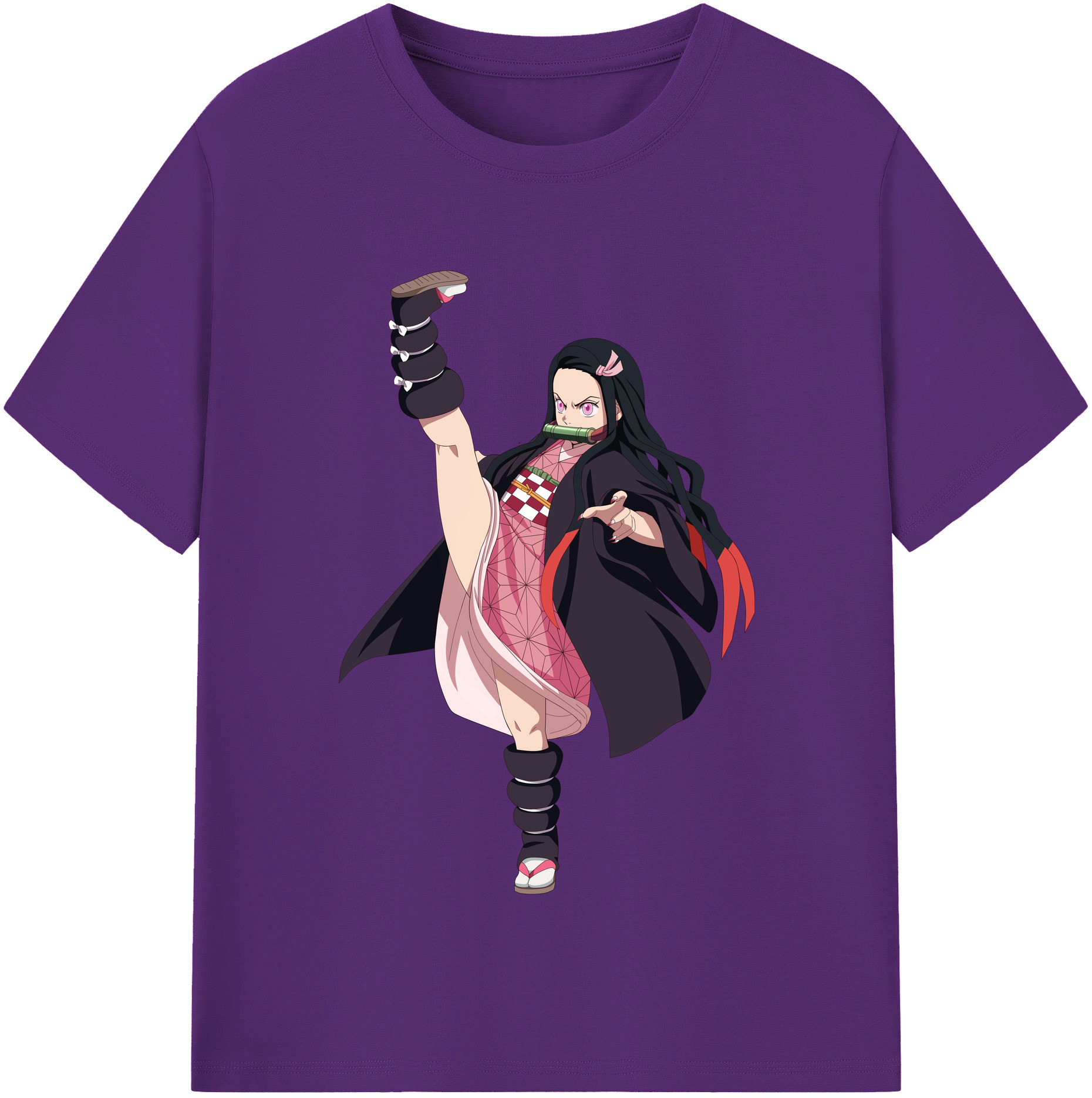 （画像用） 鬼滅の刃（きめつのやいば）竈門 禰󠄀豆子／かまど ねずこ Kamado Nezuko 綿100％半袖Tシャツ（フロントプリント）