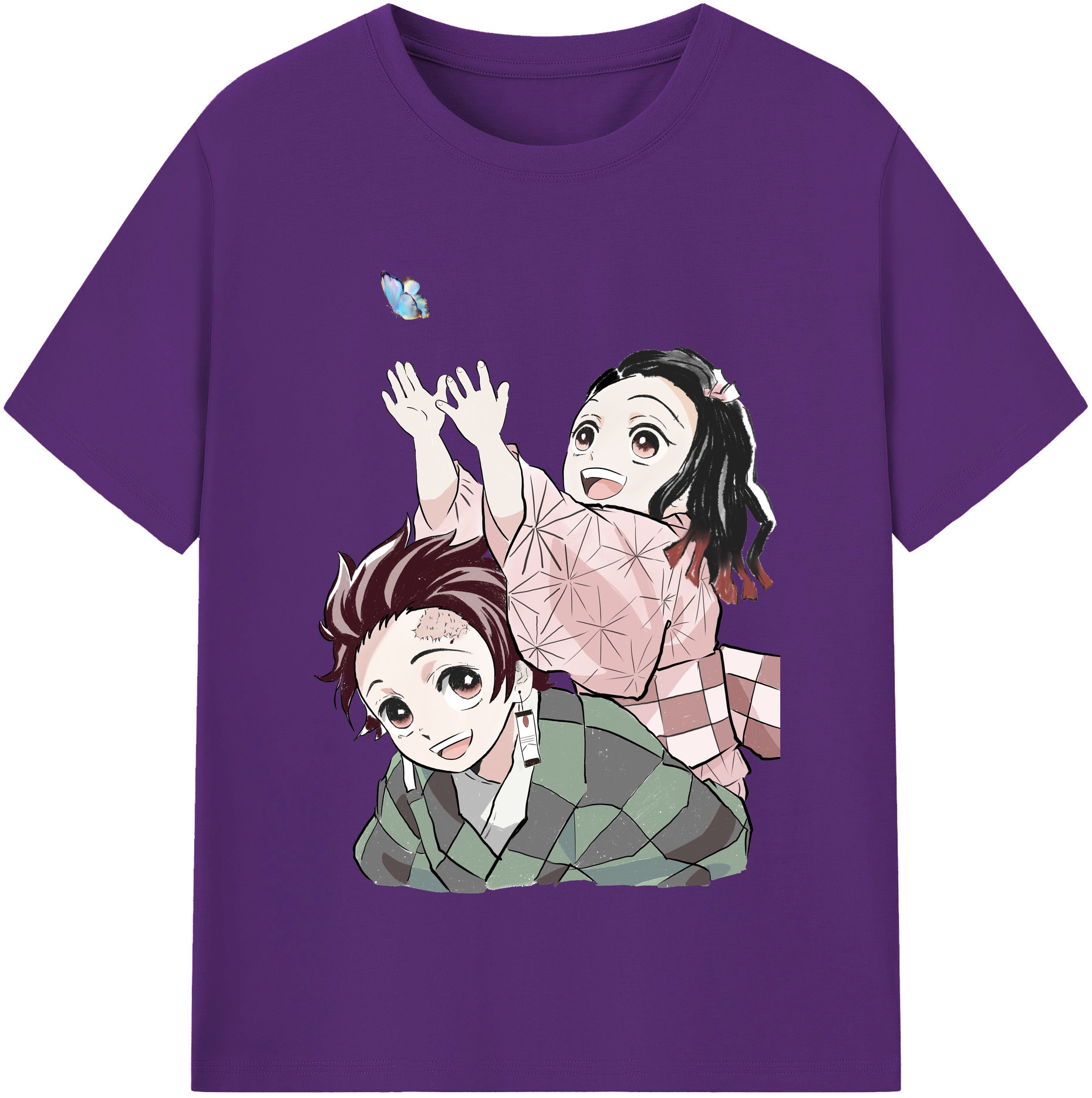 （画像用） 鬼滅の刃（きめつのやいば）竈門 禰󠄀豆子／かまど ねずこ Kamado Nezuko 綿100％半袖Tシャツ（フロントプリント）
