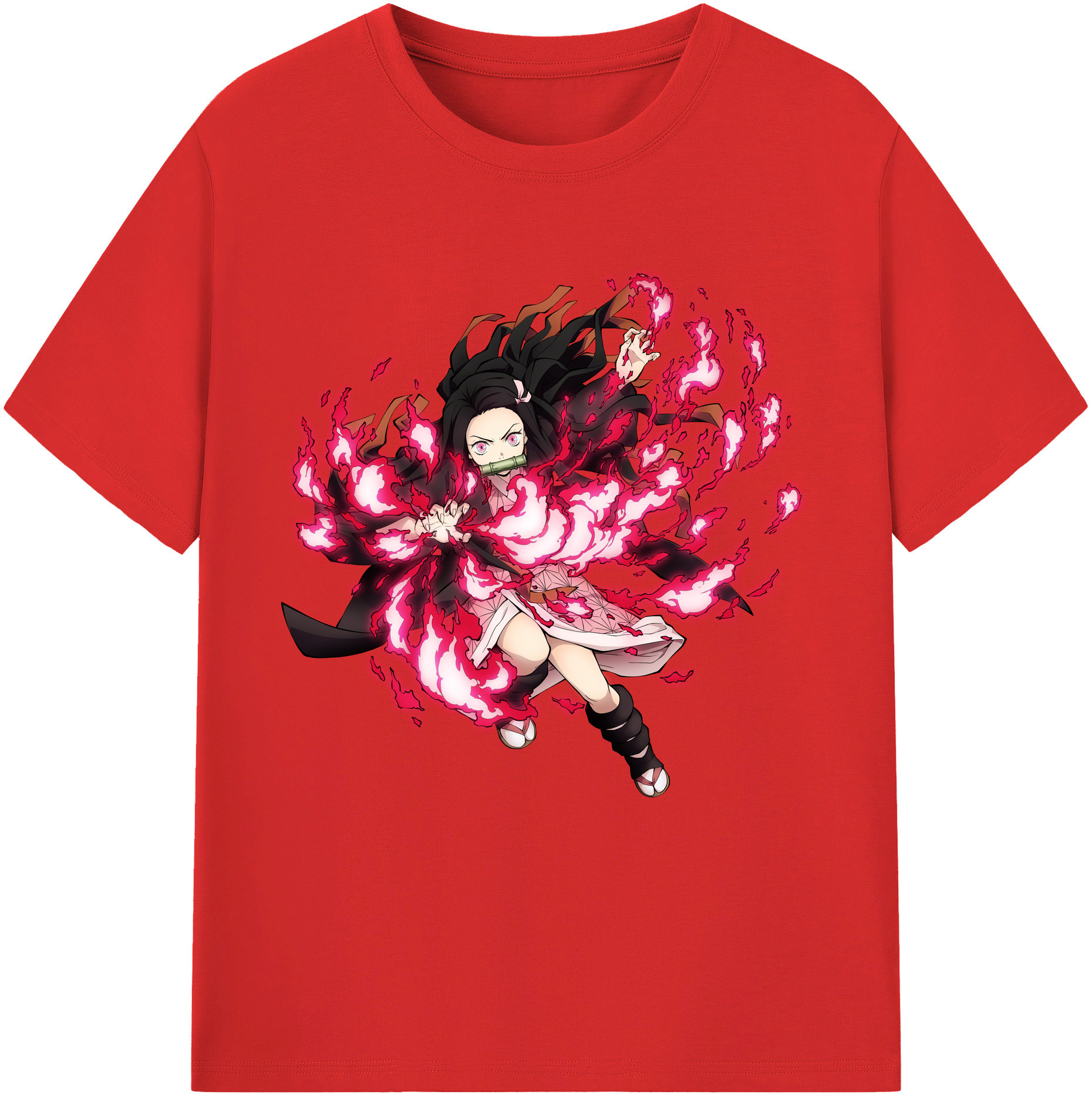 （画像用） 鬼滅の刃（きめつのやいば）竈門 禰󠄀豆子／かまど ねずこ Kamado Nezuko 綿100％半袖Tシャツ（フロントプリント）