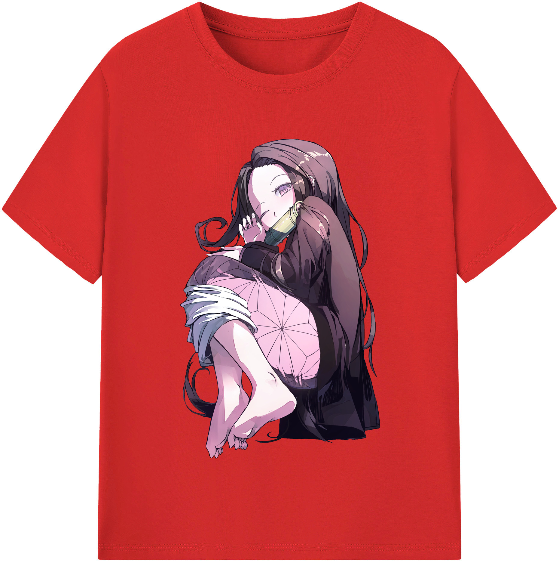 （画像用） 鬼滅の刃（きめつのやいば）竈門 禰󠄀豆子／かまど ねずこ Kamado Nezuko 綿100％半袖Tシャツ（フロントプリント）