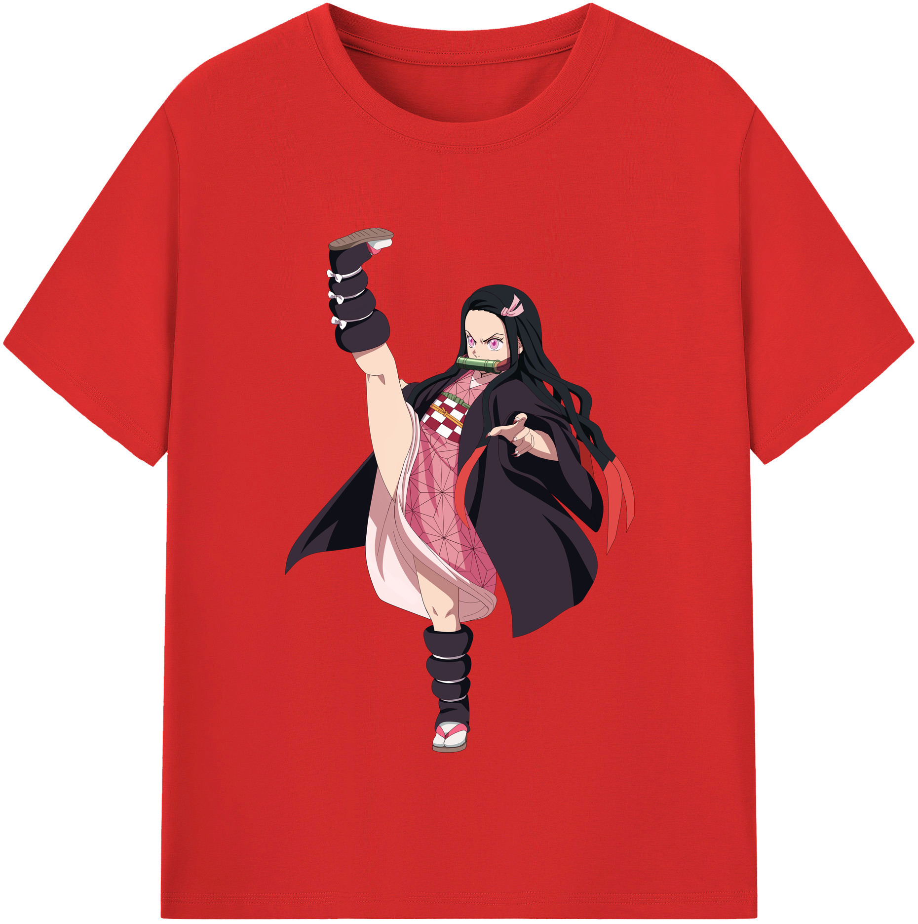 （画像用） 鬼滅の刃（きめつのやいば）竈門 禰󠄀豆子／かまど ねずこ Kamado Nezuko 綿100％半袖Tシャツ（フロントプリント）