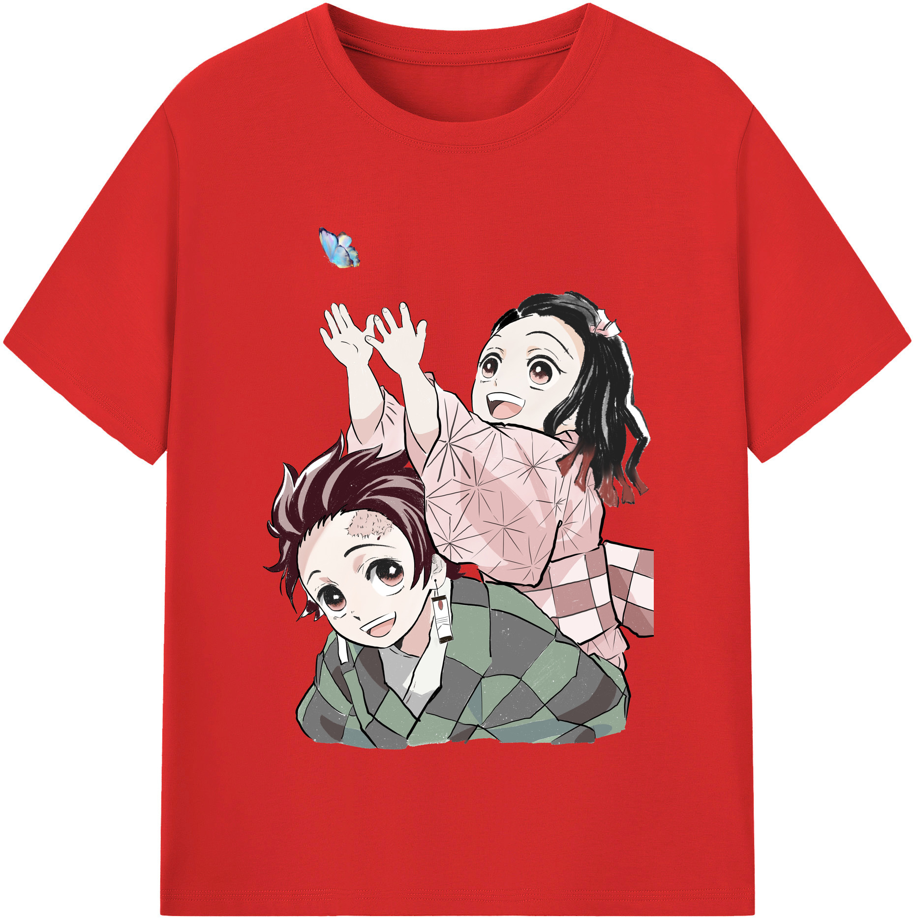 （画像用） 鬼滅の刃（きめつのやいば）竈門 禰󠄀豆子／かまど ねずこ Kamado Nezuko 綿100％半袖Tシャツ（フロントプリント）
