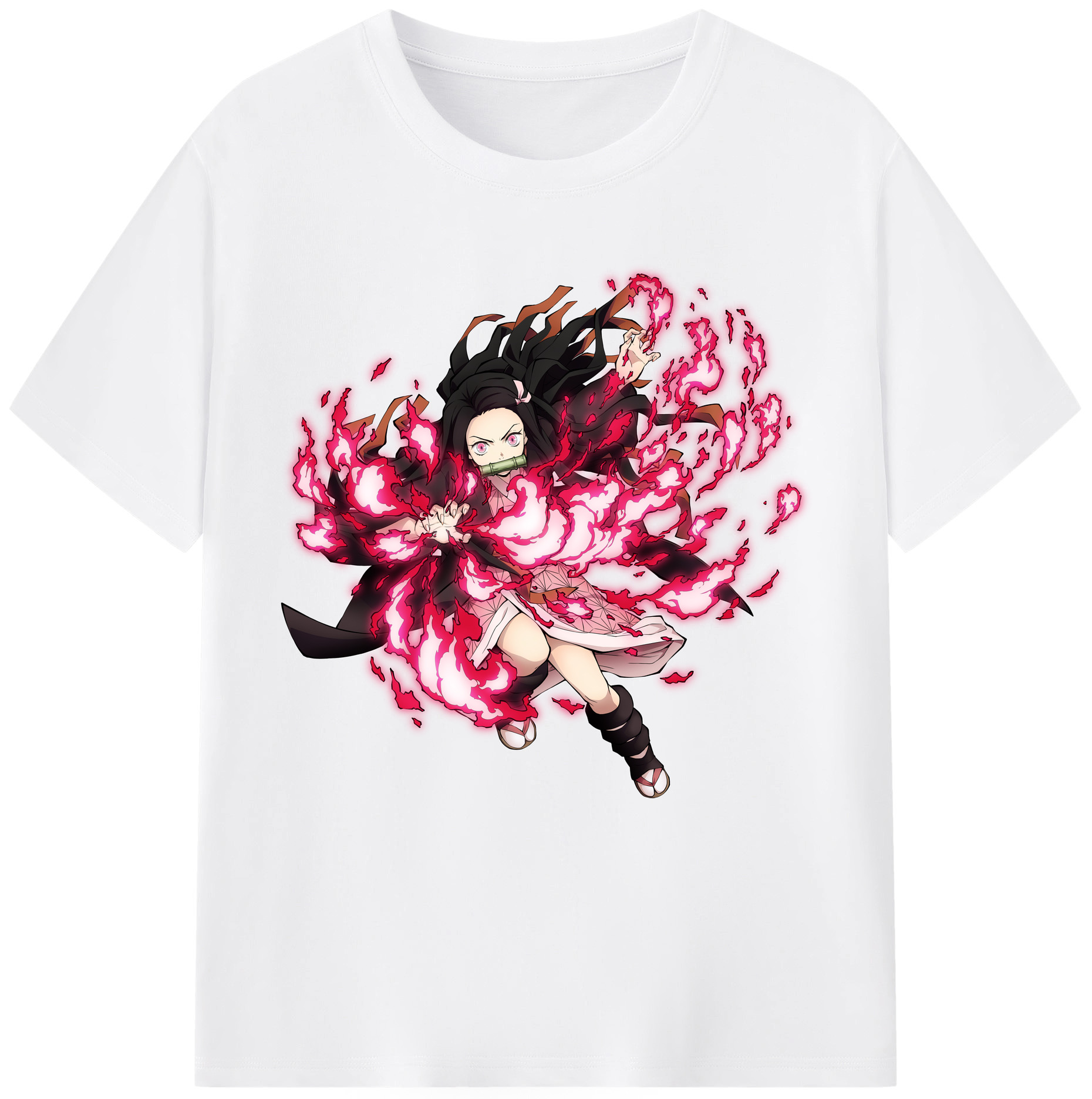 （画像用） 鬼滅の刃（きめつのやいば）竈門 禰󠄀豆子／かまど ねずこ Kamado Nezuko 綿100％半袖Tシャツ（フロントプリント）
