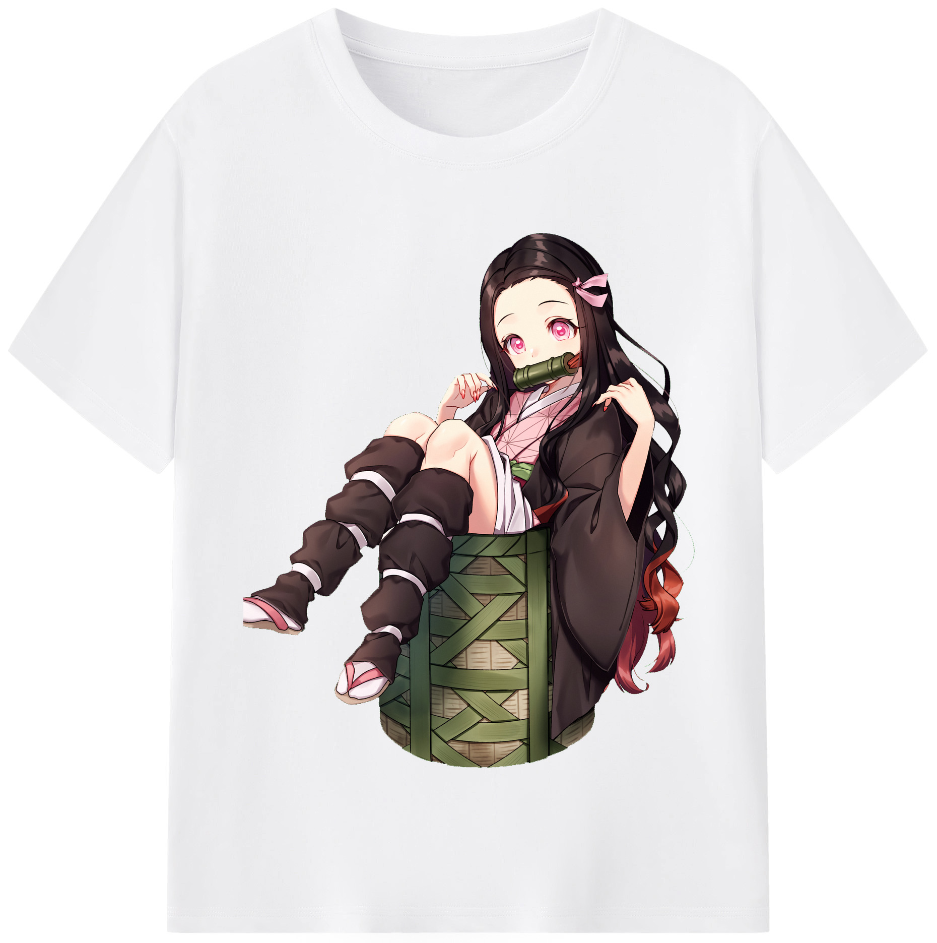 （画像用） 鬼滅の刃（きめつのやいば）竈門 禰󠄀豆子／かまど ねずこ Kamado Nezuko 綿100％半袖Tシャツ（フロントプリント）