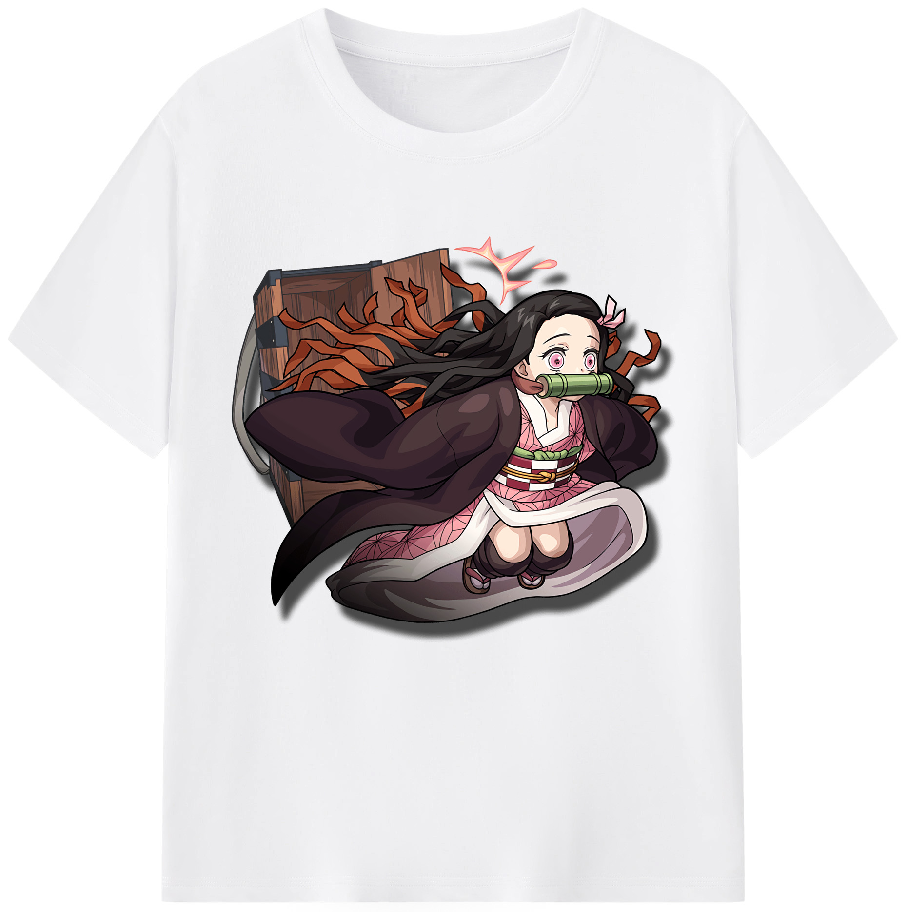 （画像用） 鬼滅の刃（きめつのやいば）竈門 禰󠄀豆子／かまど ねずこ Kamado Nezuko 綿100％半袖Tシャツ（フロントプリント）