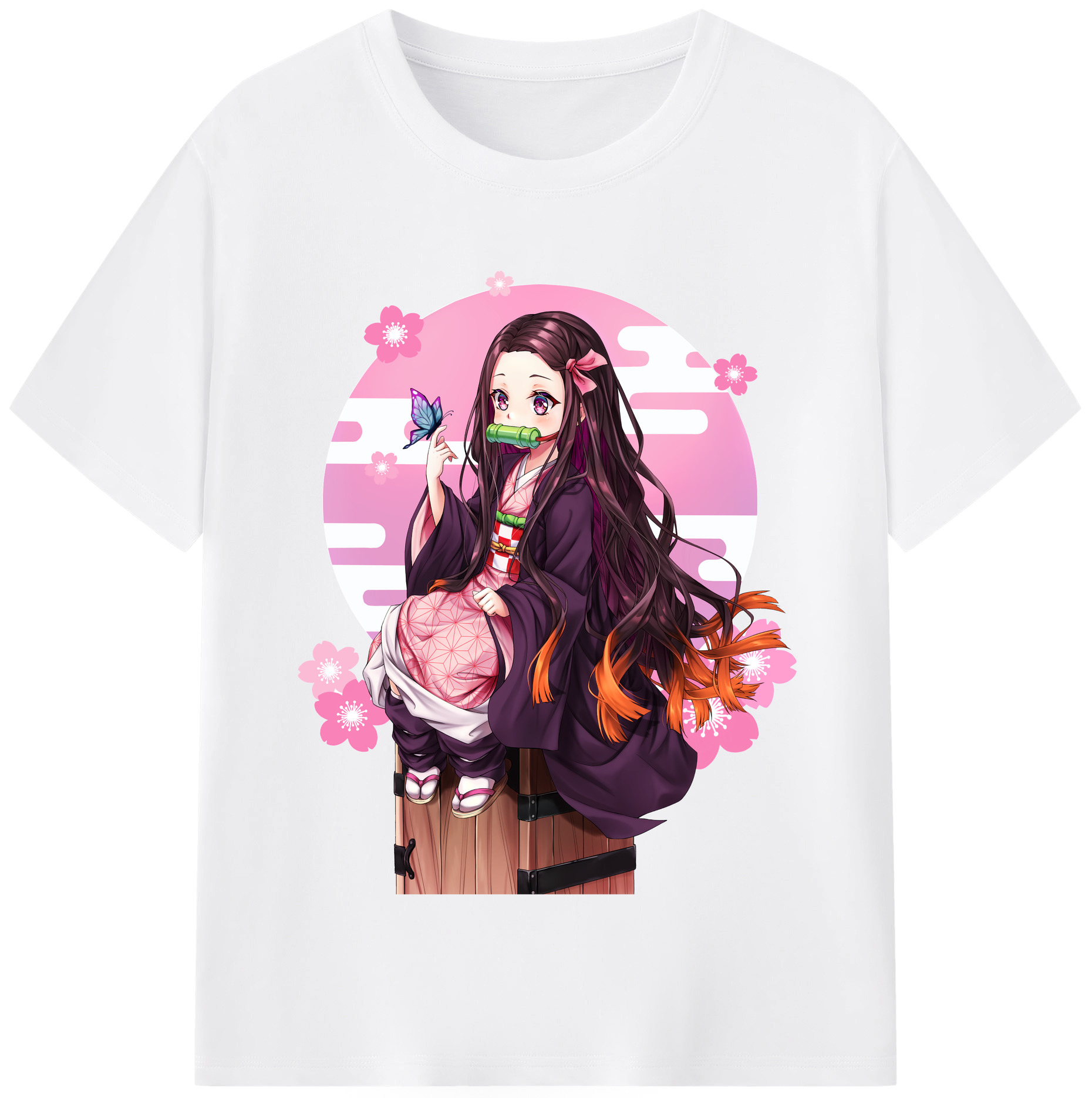 （画像用） 鬼滅の刃（きめつのやいば）竈門 禰󠄀豆子／かまど ねずこ Kamado Nezuko 綿100％半袖Tシャツ（フロントプリント）