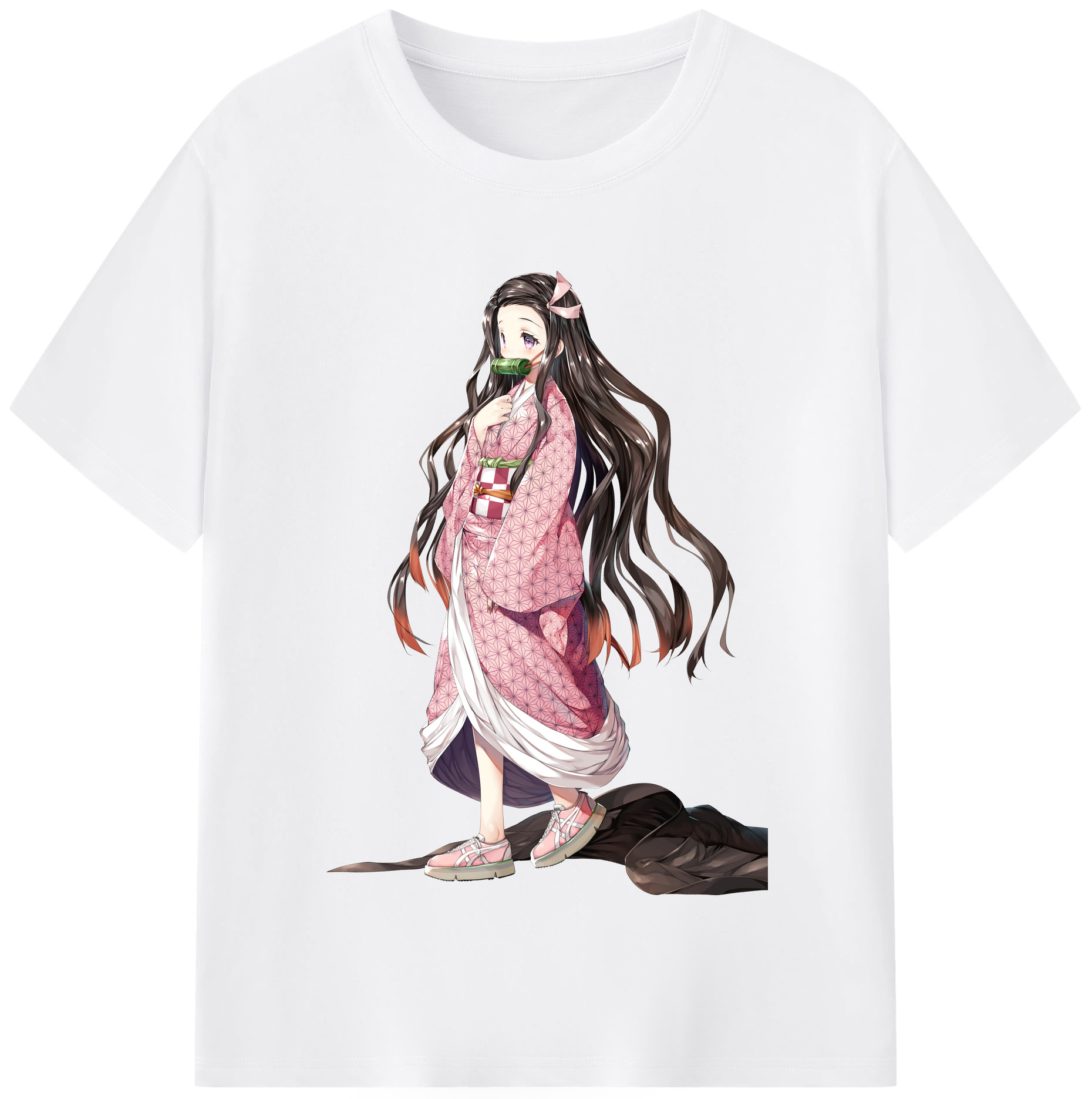 （画像用） 鬼滅の刃（きめつのやいば）竈門 禰󠄀豆子／かまど ねずこ Kamado Nezuko 綿100％半袖Tシャツ（フロントプリント）