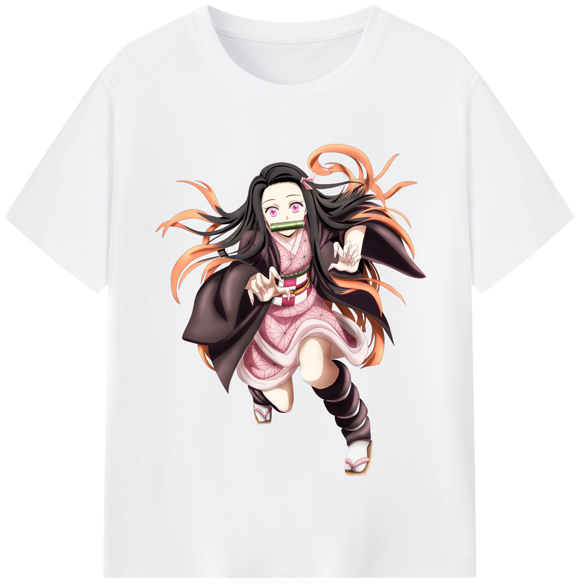 （画像用） 鬼滅の刃（きめつのやいば）竈門 禰󠄀豆子／かまど ねずこ Kamado Nezuko 綿100％半袖Tシャツ（フロントプリント）