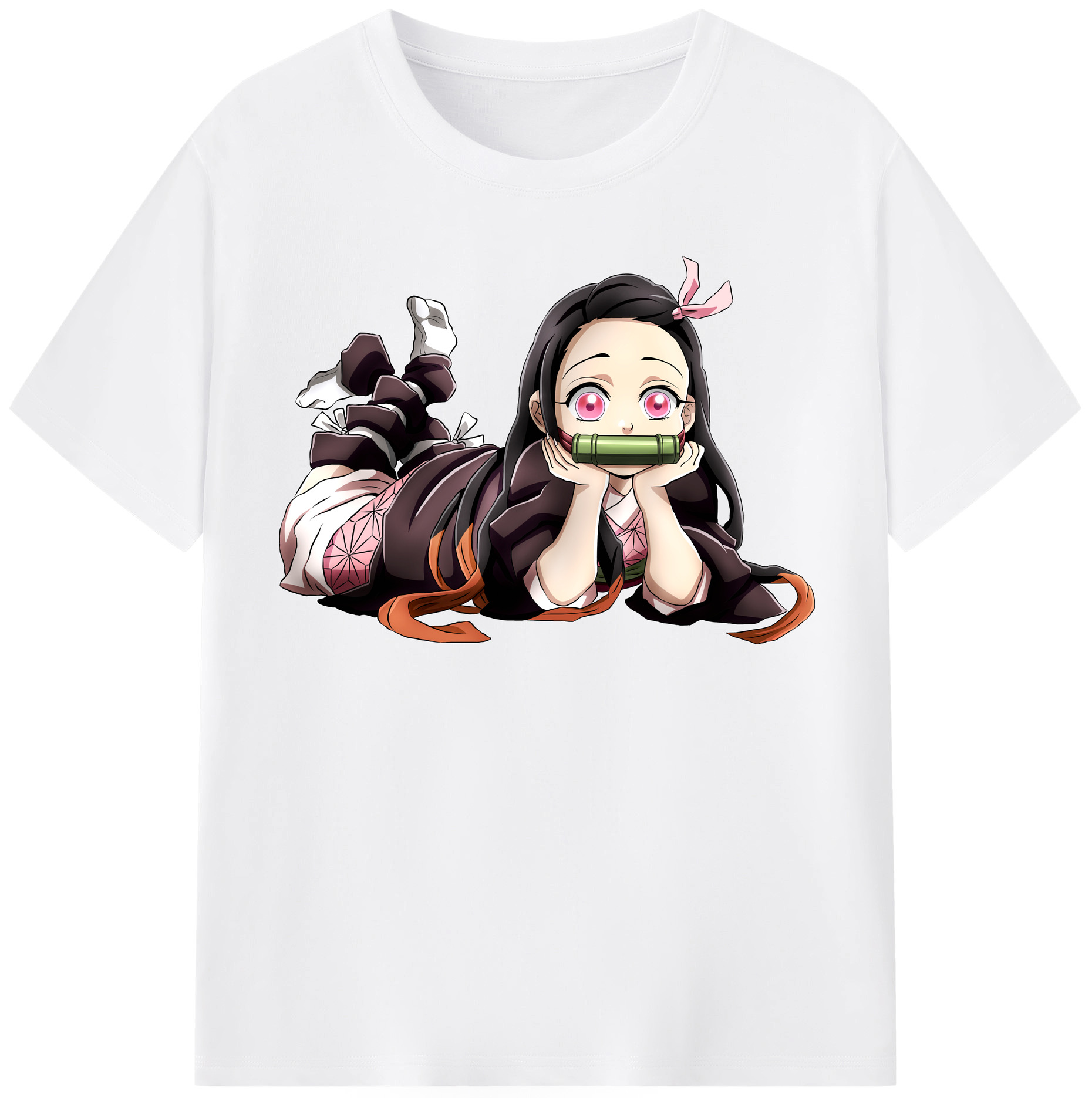 （画像用） 鬼滅の刃（きめつのやいば）竈門 禰󠄀豆子／かまど ねずこ Kamado Nezuko 綿100％半袖Tシャツ（フロントプリント）