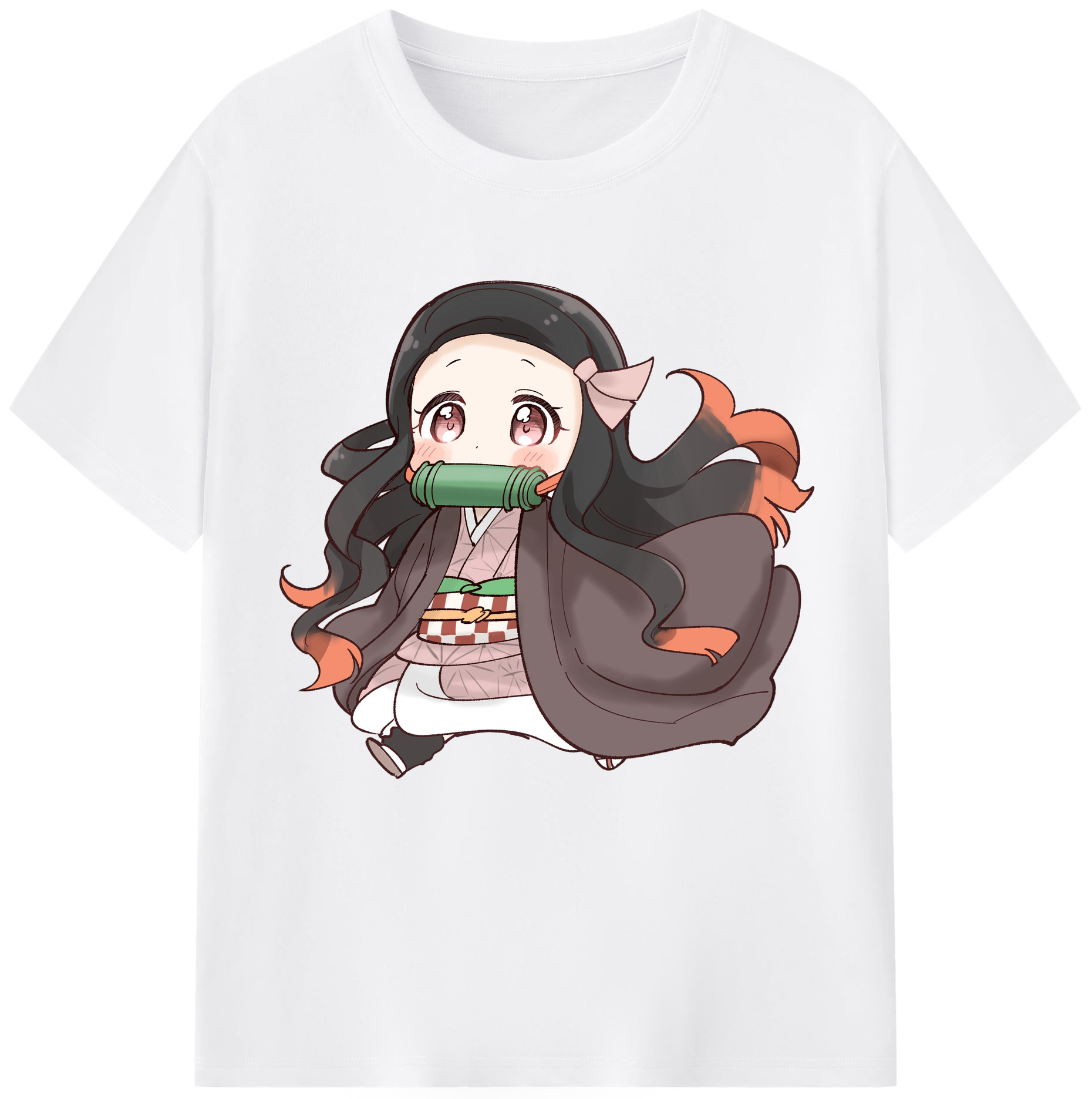 （画像用） 鬼滅の刃（きめつのやいば）竈門 禰󠄀豆子／かまど ねずこ Kamado Nezuko 綿100％半袖Tシャツ（フロントプリント）