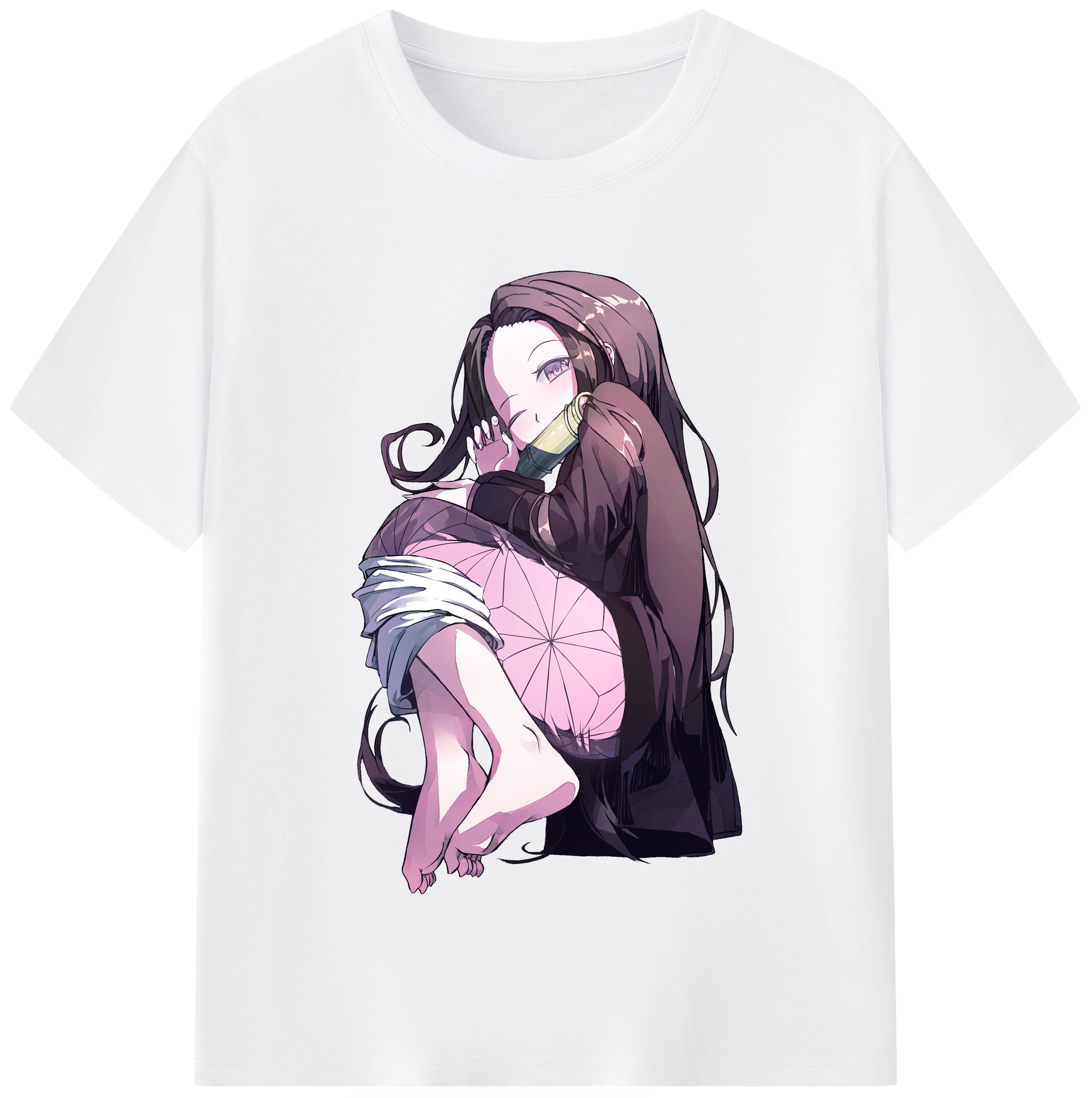 （画像用） 鬼滅の刃（きめつのやいば）竈門 禰󠄀豆子／かまど ねずこ Kamado Nezuko 綿100％半袖Tシャツ（フロントプリント）