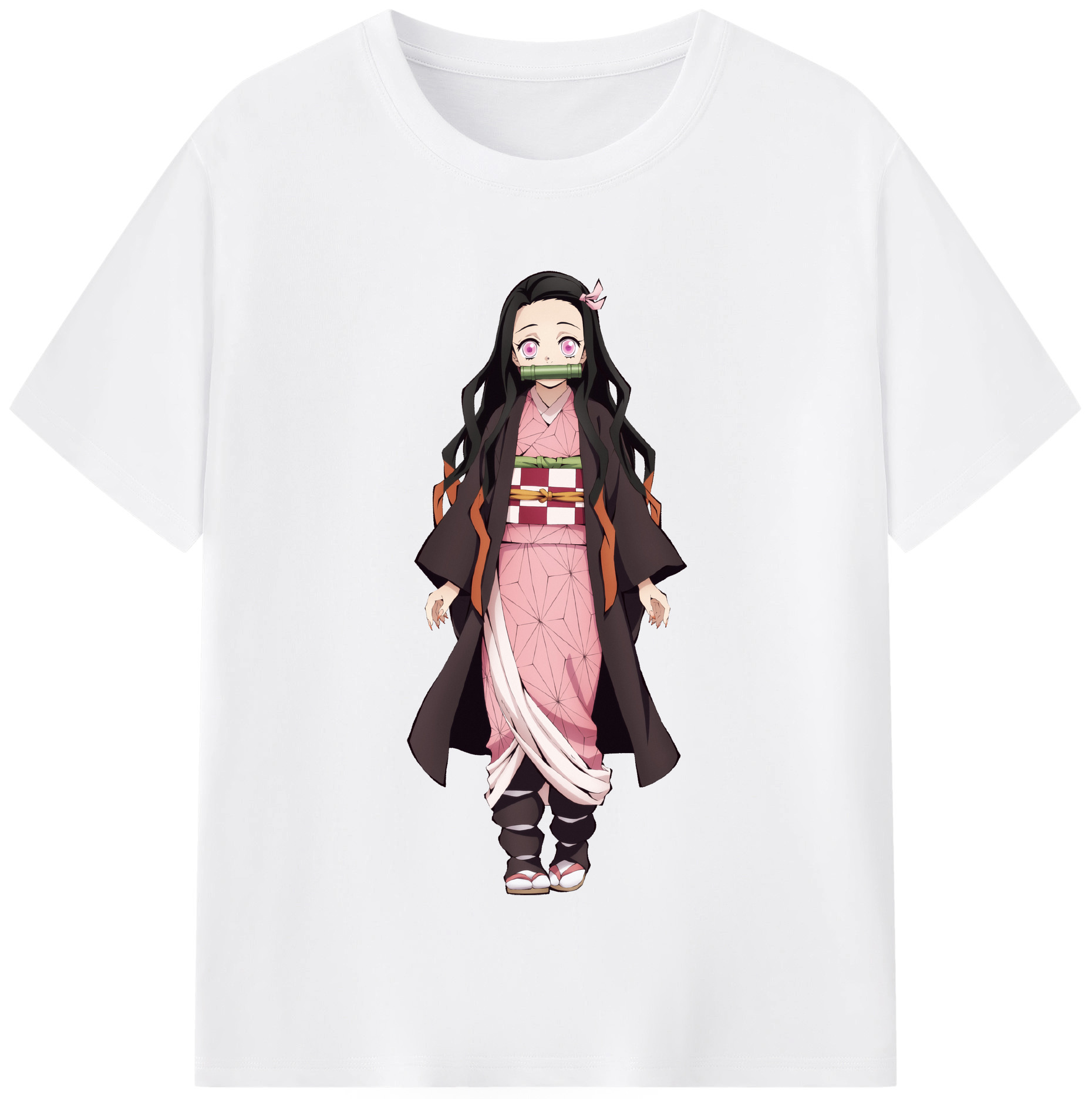 （画像用） 鬼滅の刃（きめつのやいば）竈門 禰󠄀豆子／かまど ねずこ Kamado Nezuko 綿100％半袖Tシャツ（フロントプリント）
