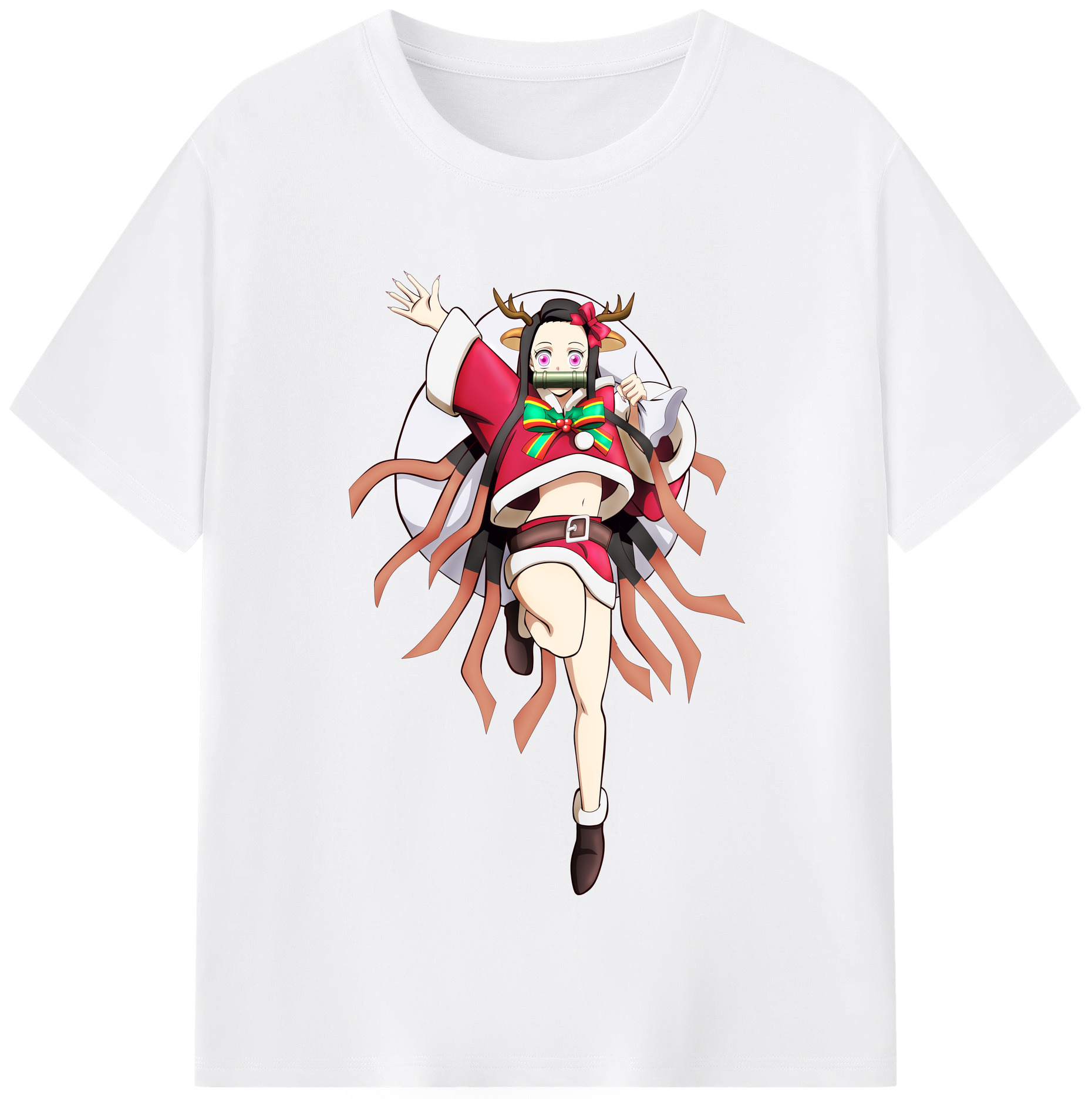（画像用） 鬼滅の刃（きめつのやいば）竈門 禰󠄀豆子／かまど ねずこ Kamado Nezuko 綿100％半袖Tシャツ（フロントプリント）