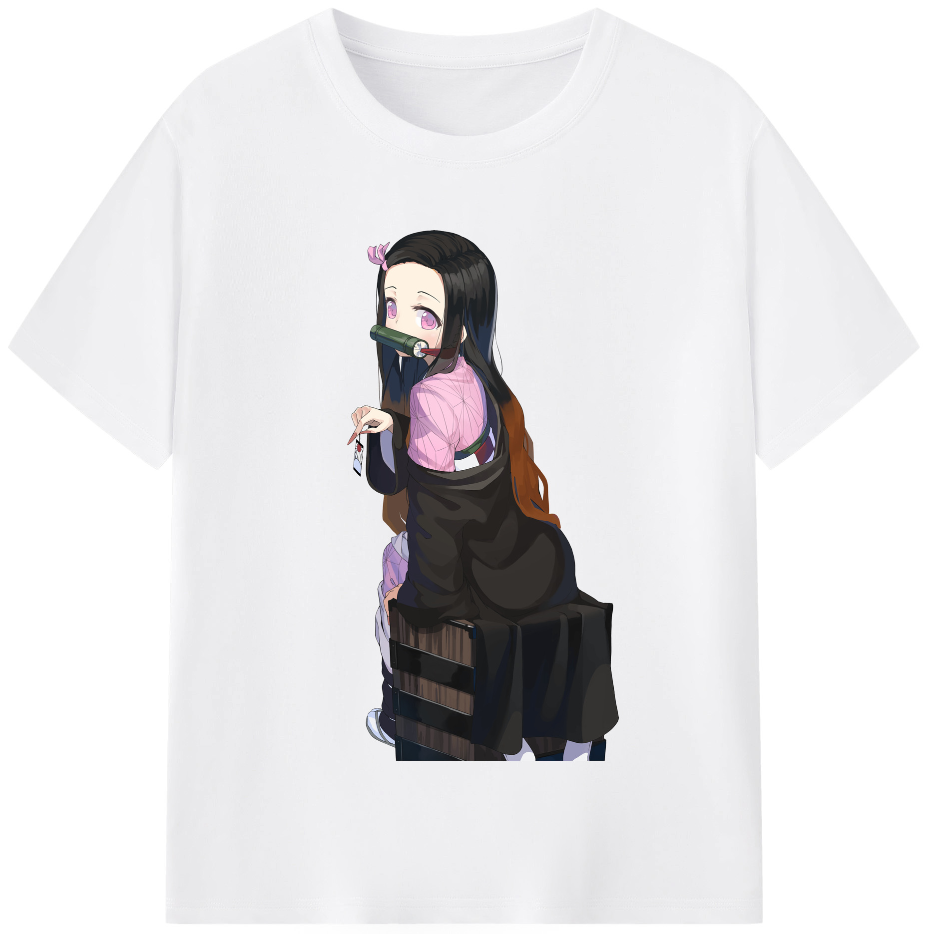 （画像用） 鬼滅の刃（きめつのやいば）竈門 禰󠄀豆子／かまど ねずこ Kamado Nezuko 綿100％半袖Tシャツ（フロントプリント）