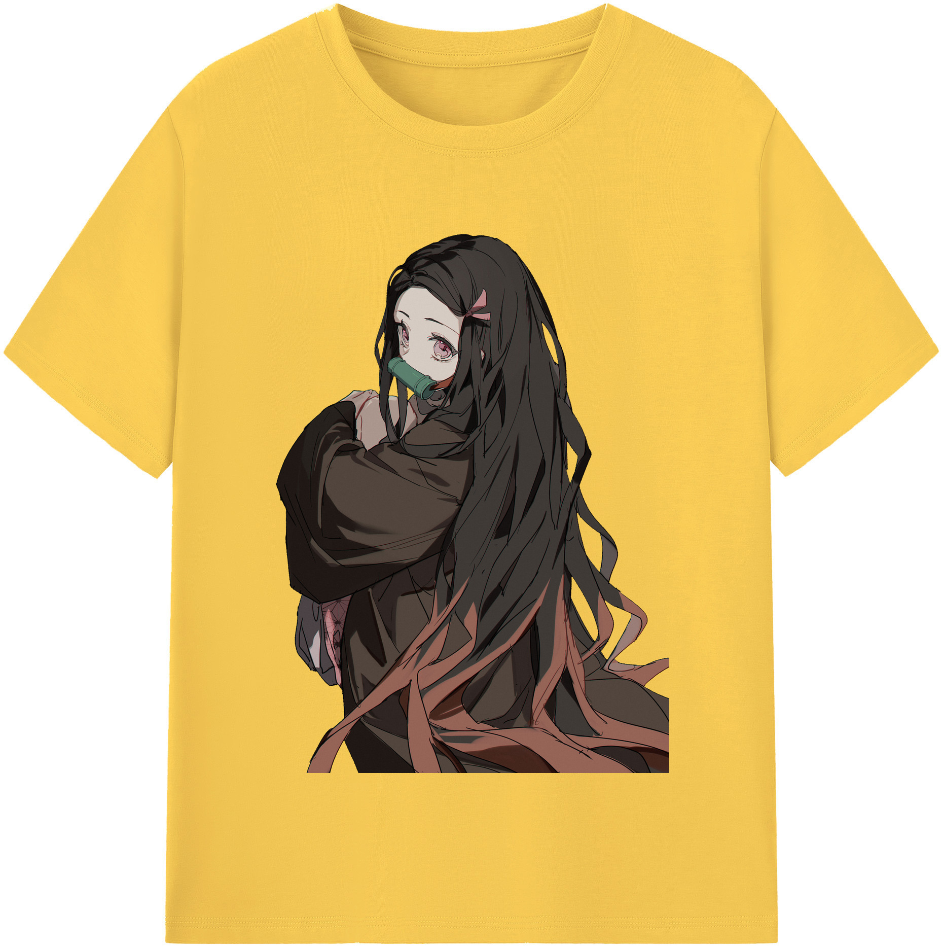 （画像用） 鬼滅の刃（きめつのやいば）竈門 禰󠄀豆子／かまど ねずこ Kamado Nezuko 綿100％半袖Tシャツ（フロントプリント）