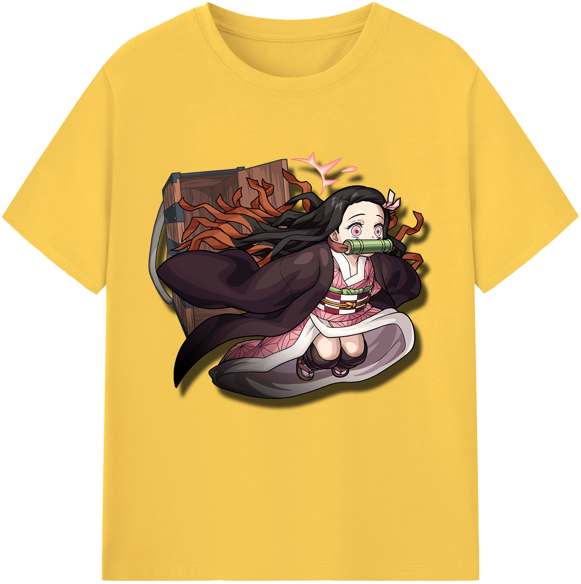 （画像用） 鬼滅の刃（きめつのやいば）竈門 禰󠄀豆子／かまど ねずこ Kamado Nezuko 綿100％半袖Tシャツ（フロントプリント）