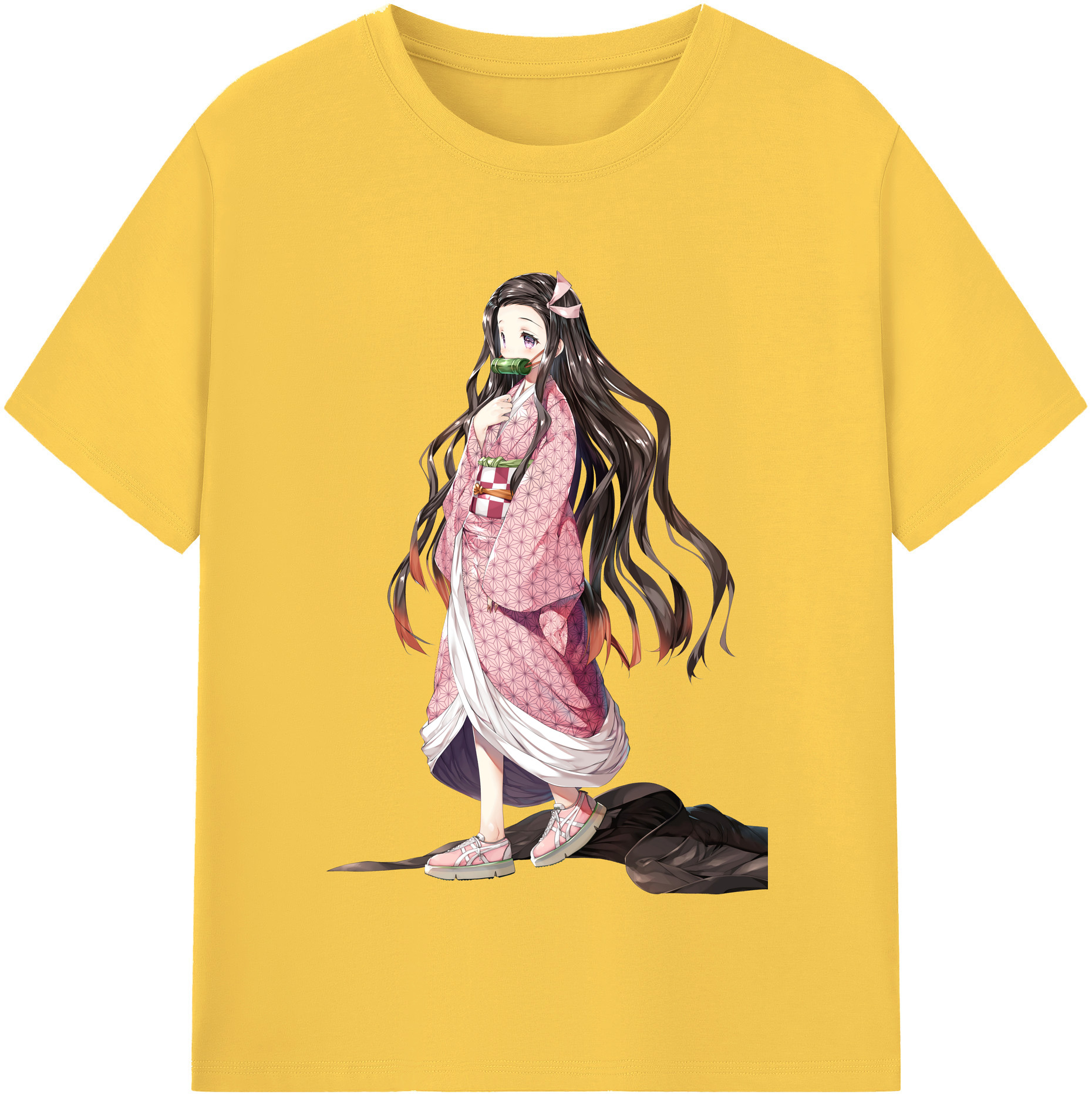 （画像用） 鬼滅の刃（きめつのやいば）竈門 禰󠄀豆子／かまど ねずこ Kamado Nezuko 綿100％半袖Tシャツ（フロントプリント）