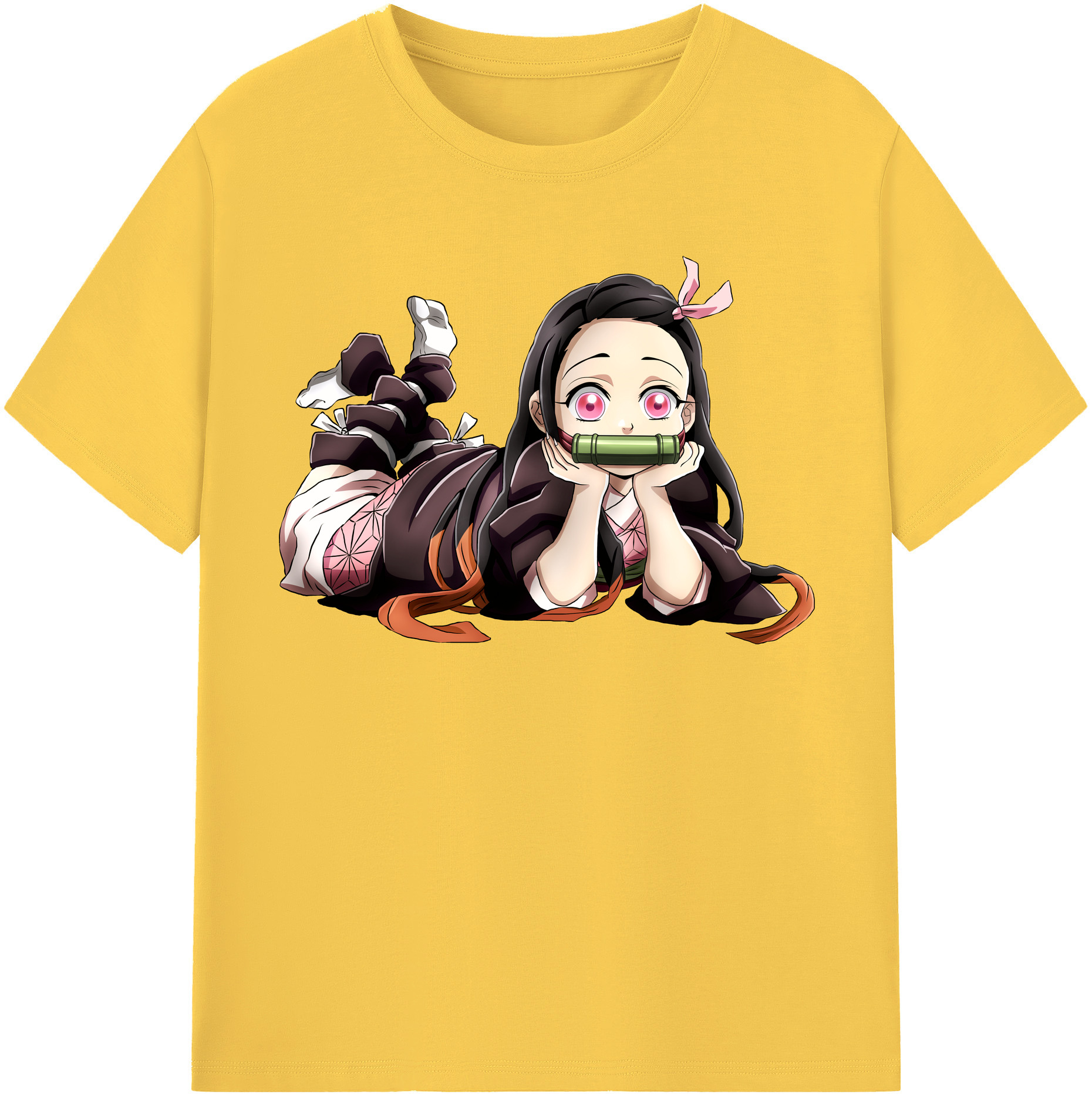 （画像用） 鬼滅の刃（きめつのやいば）竈門 禰󠄀豆子／かまど ねずこ Kamado Nezuko 綿100％半袖Tシャツ（フロントプリント）