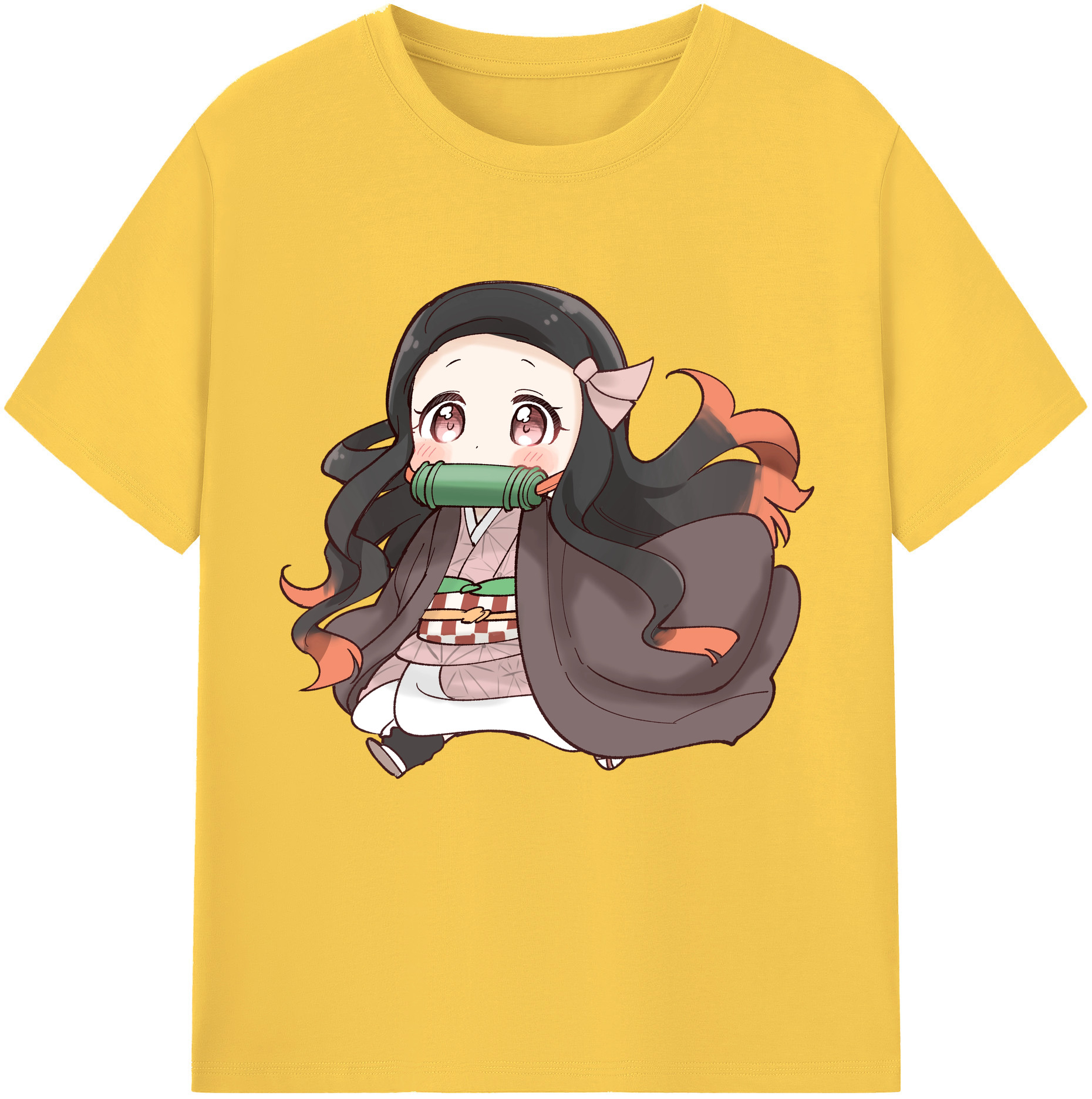 （画像用） 鬼滅の刃（きめつのやいば）竈門 禰󠄀豆子／かまど ねずこ Kamado Nezuko 綿100％半袖Tシャツ（フロントプリント）