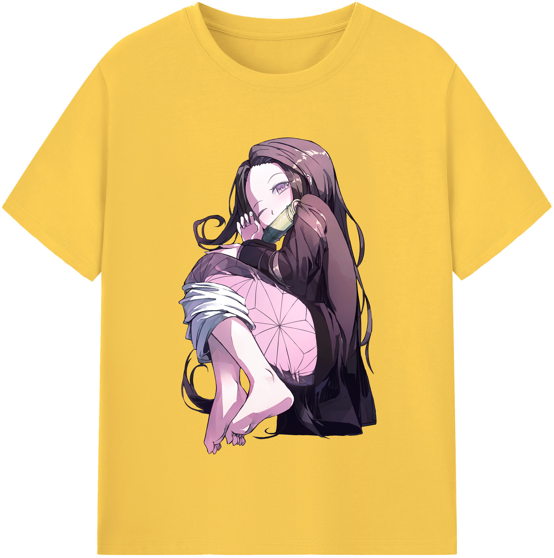 （画像用） 鬼滅の刃（きめつのやいば）竈門 禰󠄀豆子／かまど ねずこ Kamado Nezuko 綿100％半袖Tシャツ（フロントプリント）