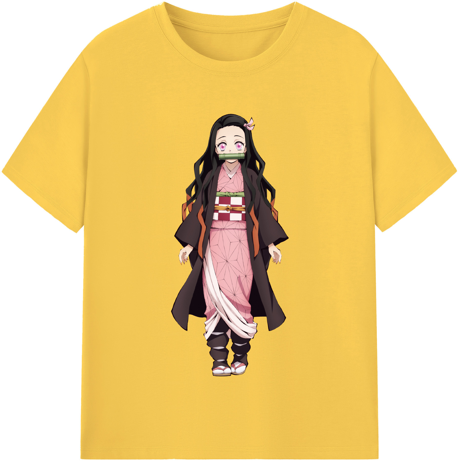（画像用） 鬼滅の刃（きめつのやいば）竈門 禰󠄀豆子／かまど ねずこ Kamado Nezuko 綿100％半袖Tシャツ（フロントプリント）