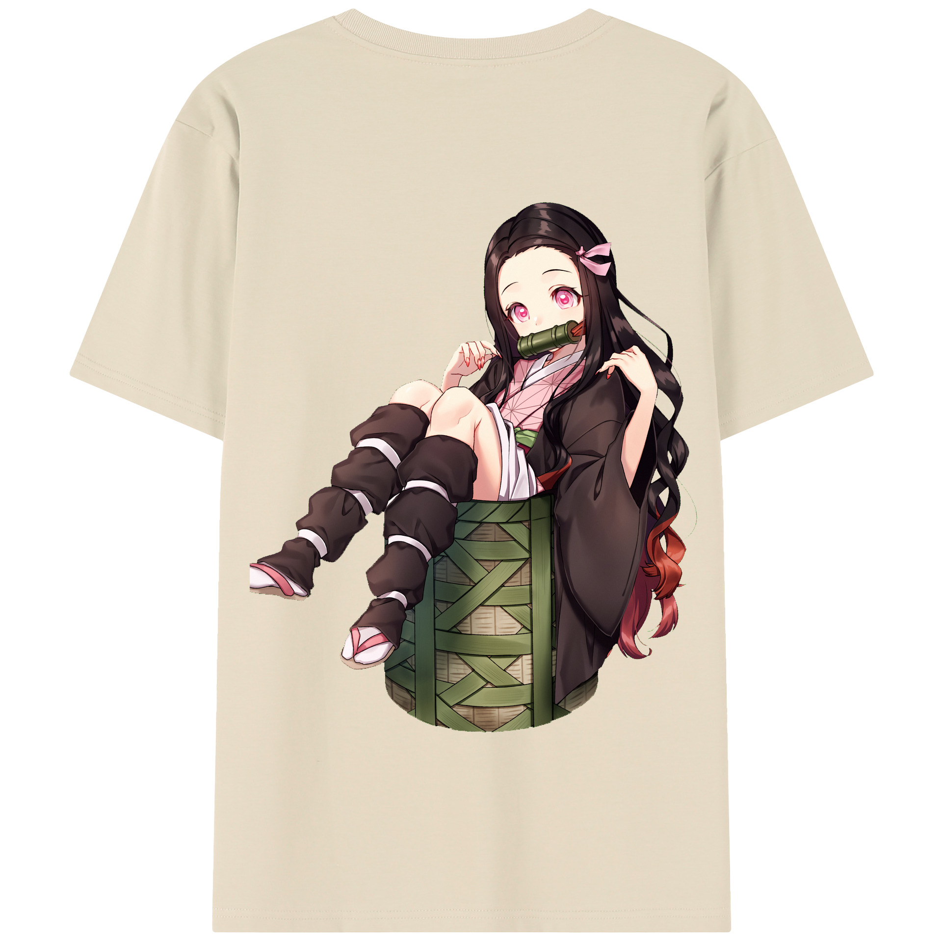 （画像用） 鬼滅の刃（きめつのやいば）竈門 禰󠄀豆子／かまど ねずこ Kamado Nezuko 綿100％半袖Tシャツ（背面プリント）