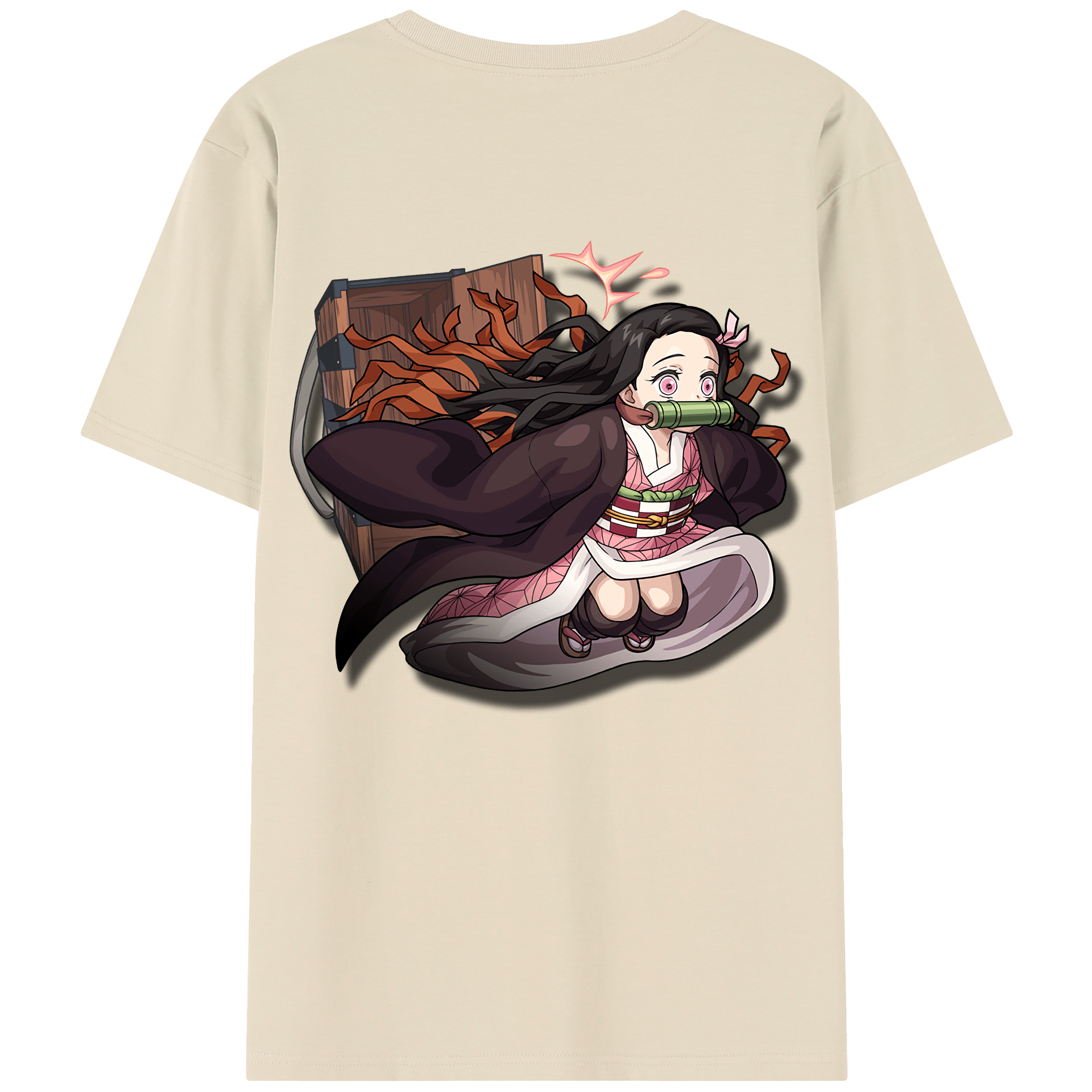 （画像用） 鬼滅の刃（きめつのやいば）竈門 禰󠄀豆子／かまど ねずこ Kamado Nezuko 綿100％半袖Tシャツ（背面プリント）