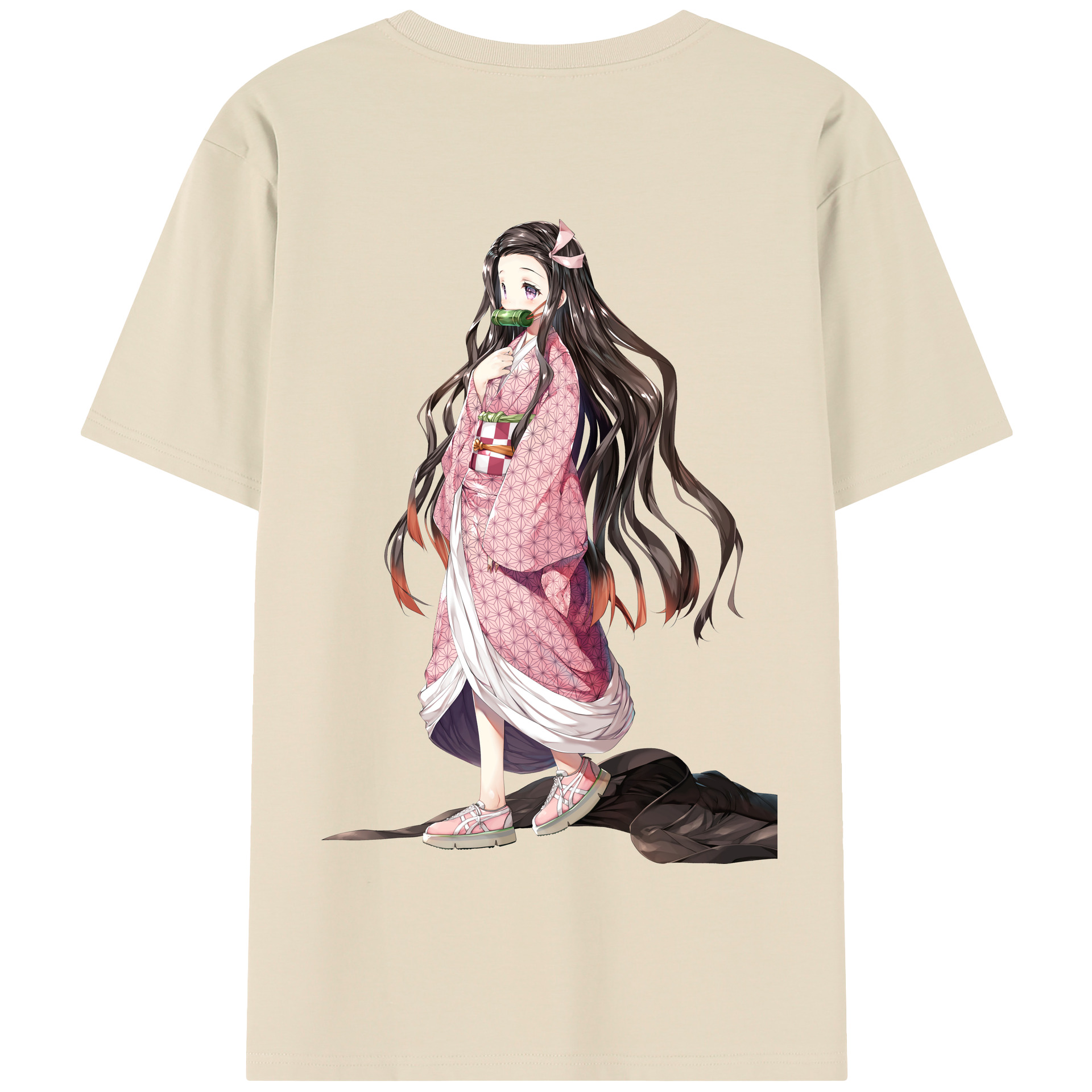 （画像用） 鬼滅の刃（きめつのやいば）竈門 禰󠄀豆子／かまど ねずこ Kamado Nezuko 綿100％半袖Tシャツ（背面プリント）