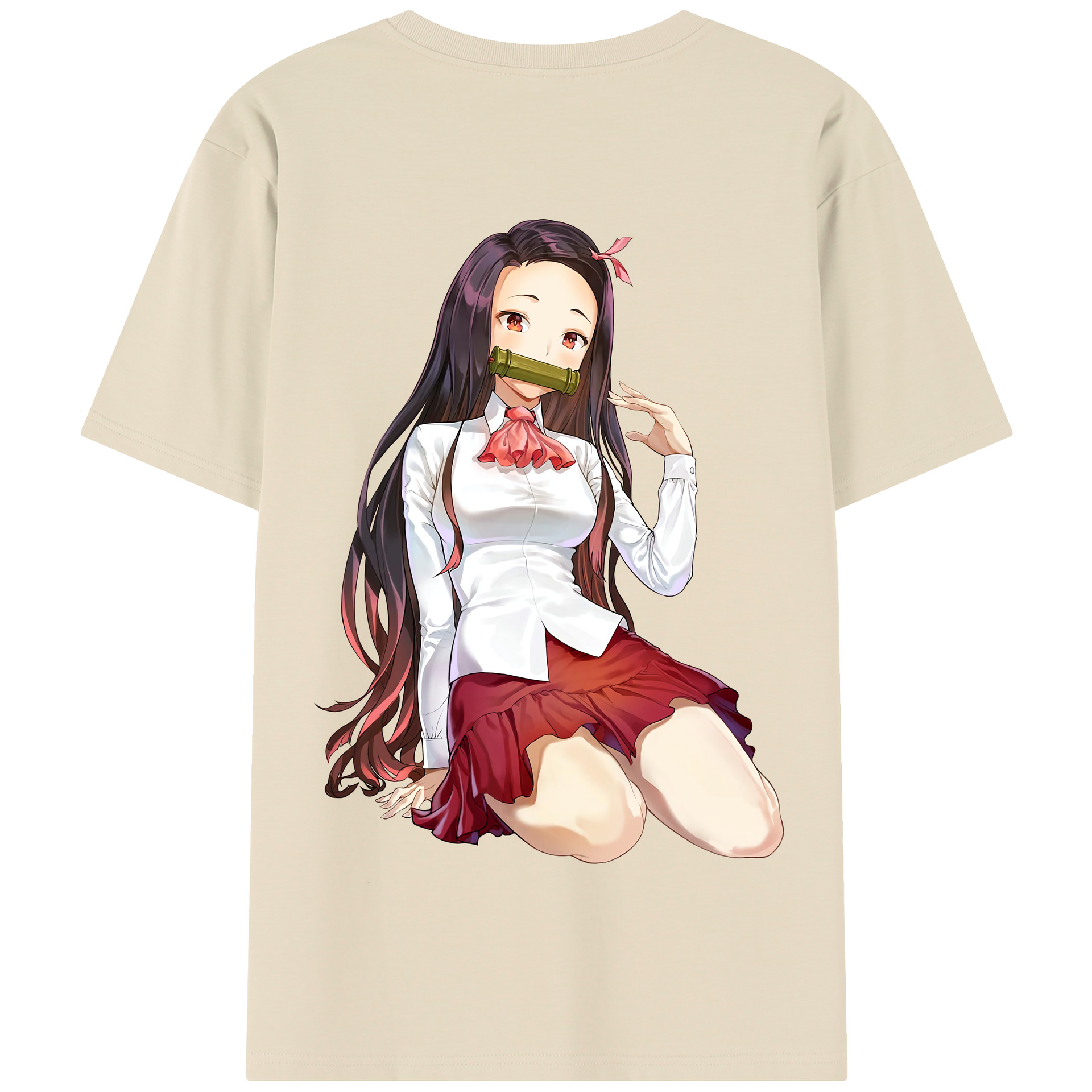 （画像用） 鬼滅の刃（きめつのやいば）竈門 禰󠄀豆子／かまど ねずこ Kamado Nezuko 綿100％半袖Tシャツ（背面プリント）