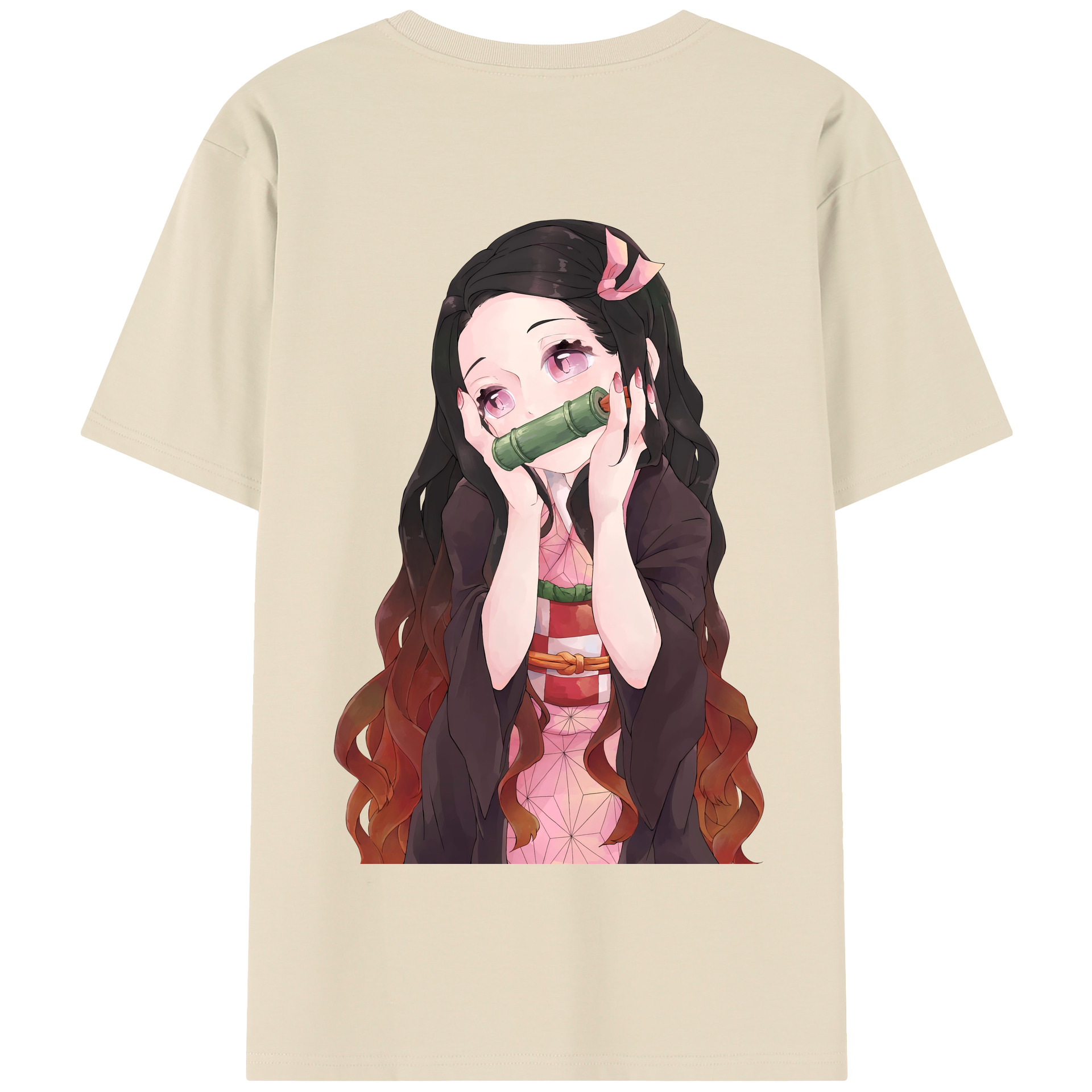 （画像用） 鬼滅の刃（きめつのやいば）竈門 禰󠄀豆子／かまど ねずこ Kamado Nezuko 綿100％半袖Tシャツ（背面プリント）