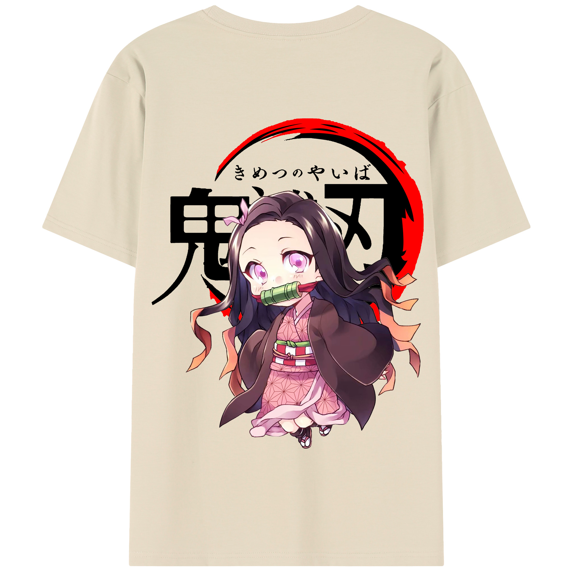 （画像用） 鬼滅の刃（きめつのやいば）竈門 禰󠄀豆子／かまど ねずこ Kamado Nezuko 綿100％半袖Tシャツ（背面プリント）