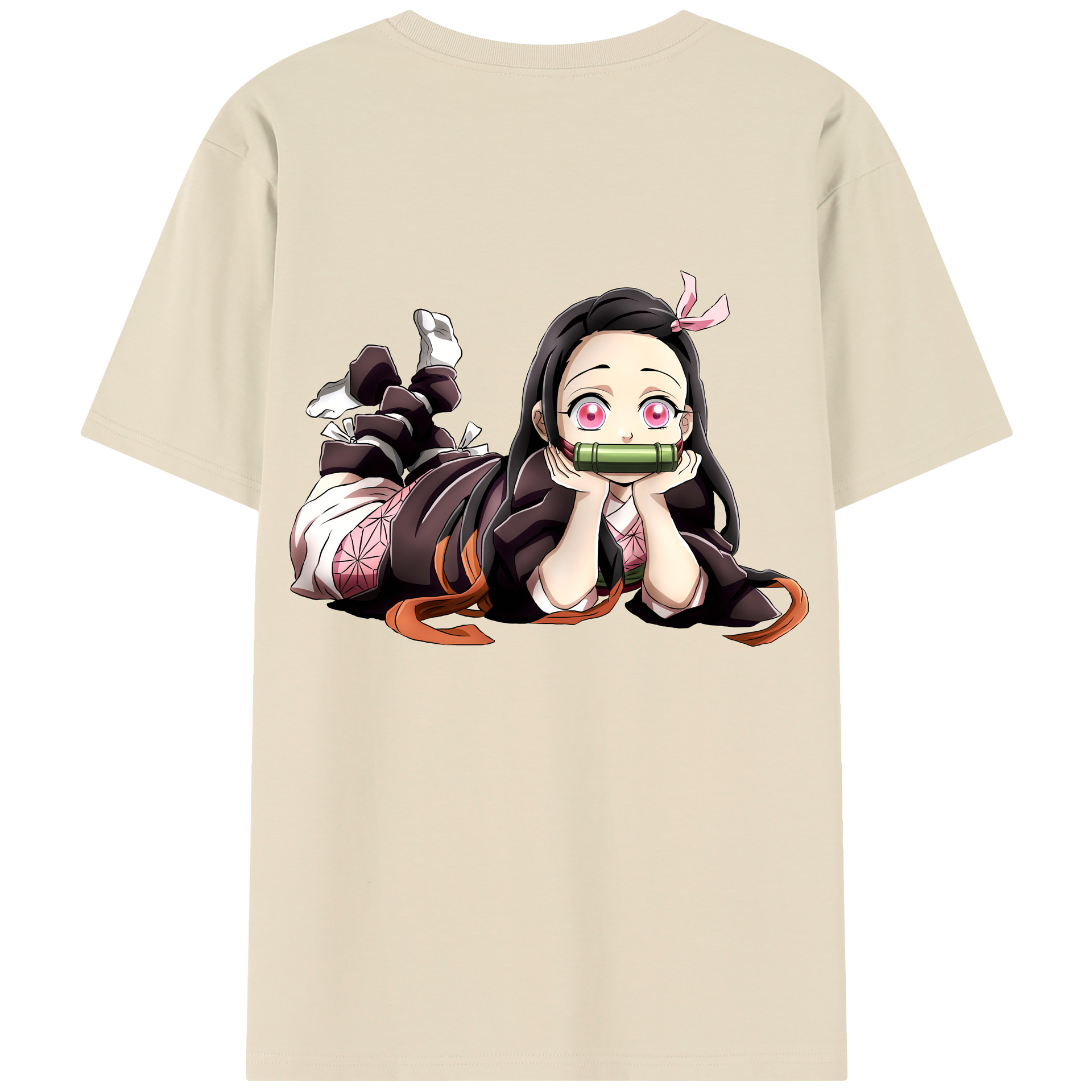 （画像用） 鬼滅の刃（きめつのやいば）竈門 禰󠄀豆子／かまど ねずこ Kamado Nezuko 綿100％半袖Tシャツ（背面プリント）