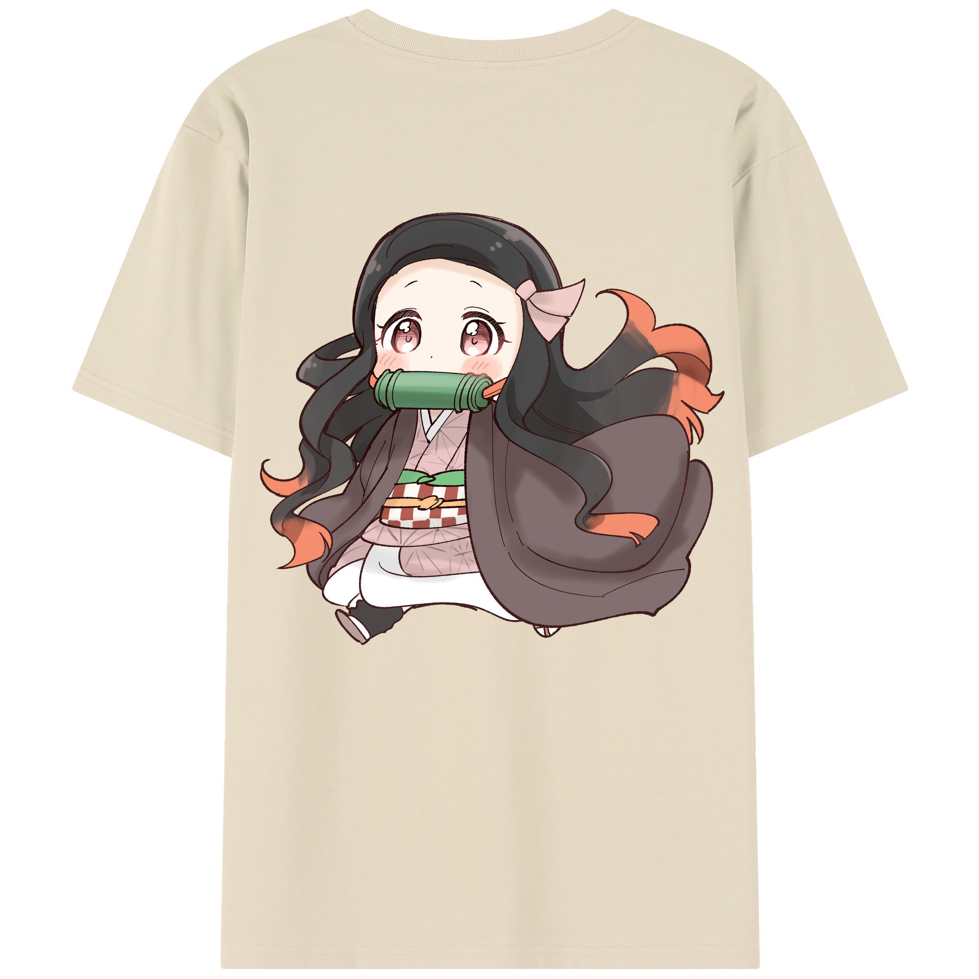 （画像用） 鬼滅の刃（きめつのやいば）竈門 禰󠄀豆子／かまど ねずこ Kamado Nezuko 綿100％半袖Tシャツ（背面プリント）